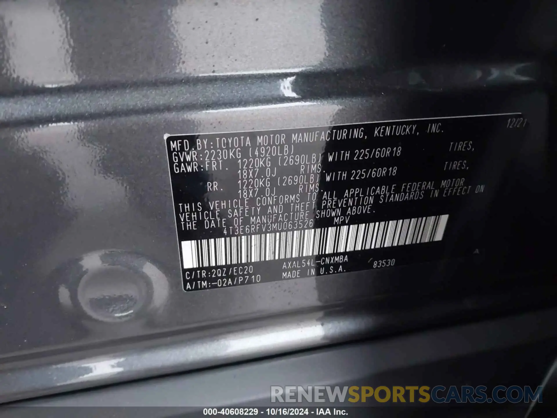 9 Photograph of a damaged car 4T3E6RFV3MU063526 TOYOTA RAV4 HYBRID 2021