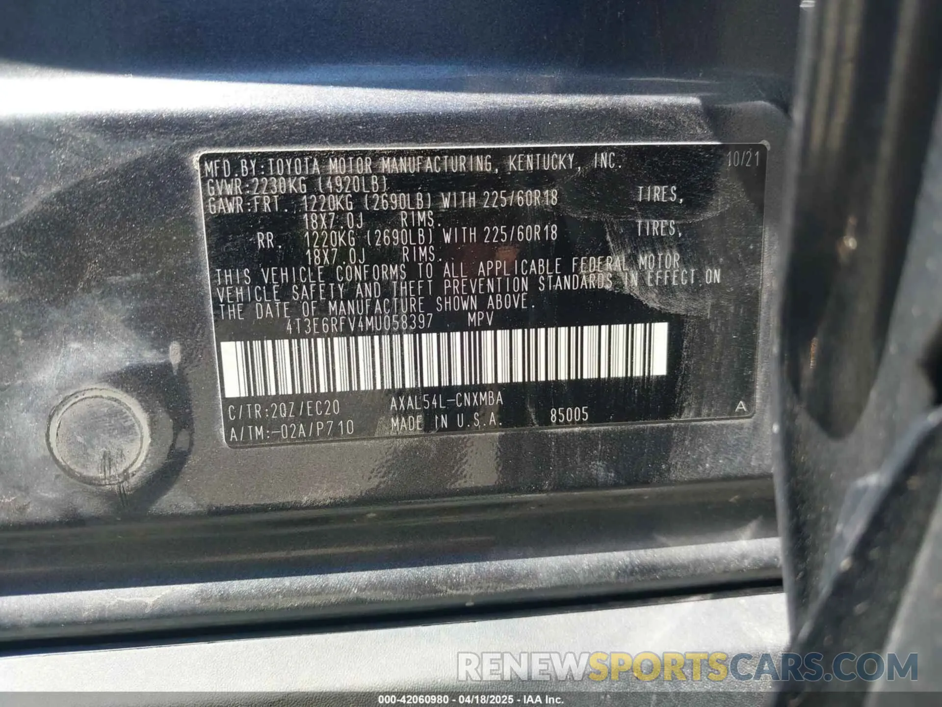 9 Photograph of a damaged car 4T3E6RFV4MU058397 TOYOTA RAV4 HYBRID 2021
