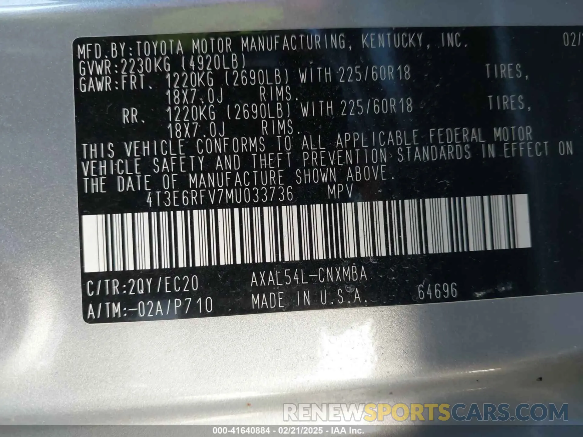 9 Photograph of a damaged car 4T3E6RFV7MU033736 TOYOTA RAV4 HYBRID 2021