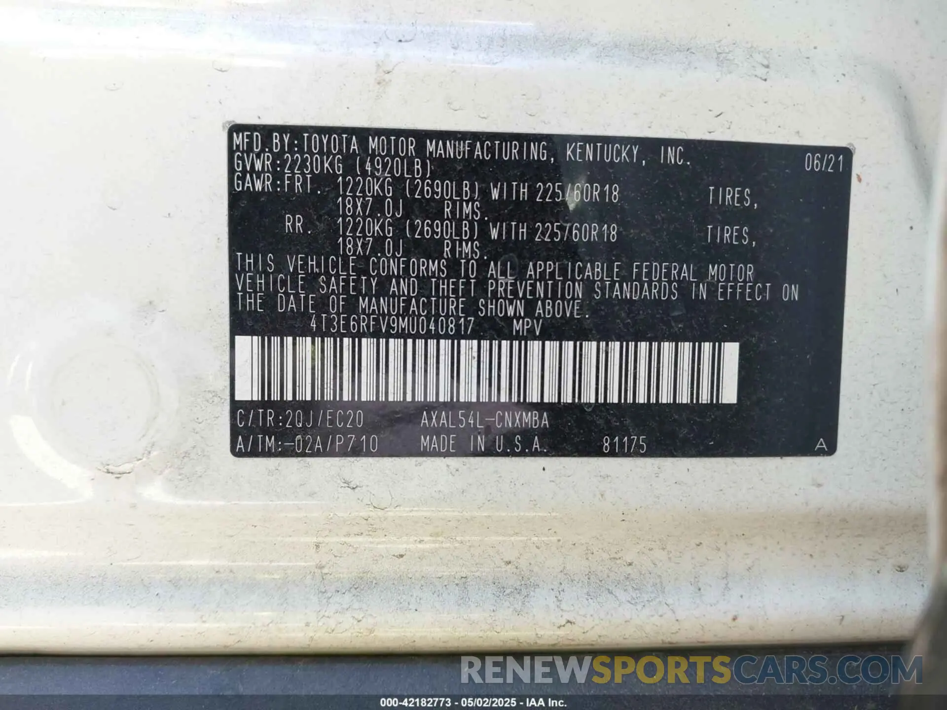9 Photograph of a damaged car 4T3E6RFV9MU040817 TOYOTA RAV4 HYBRID 2021