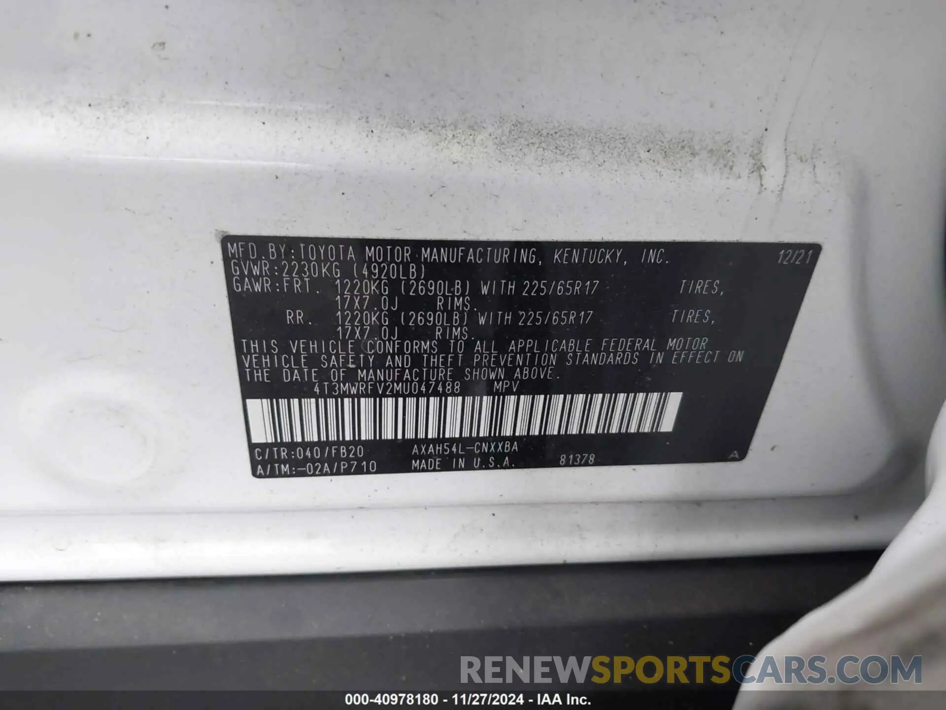 9 Photograph of a damaged car 4T3MWRFV2MU047488 TOYOTA RAV4 HYBRID 2021