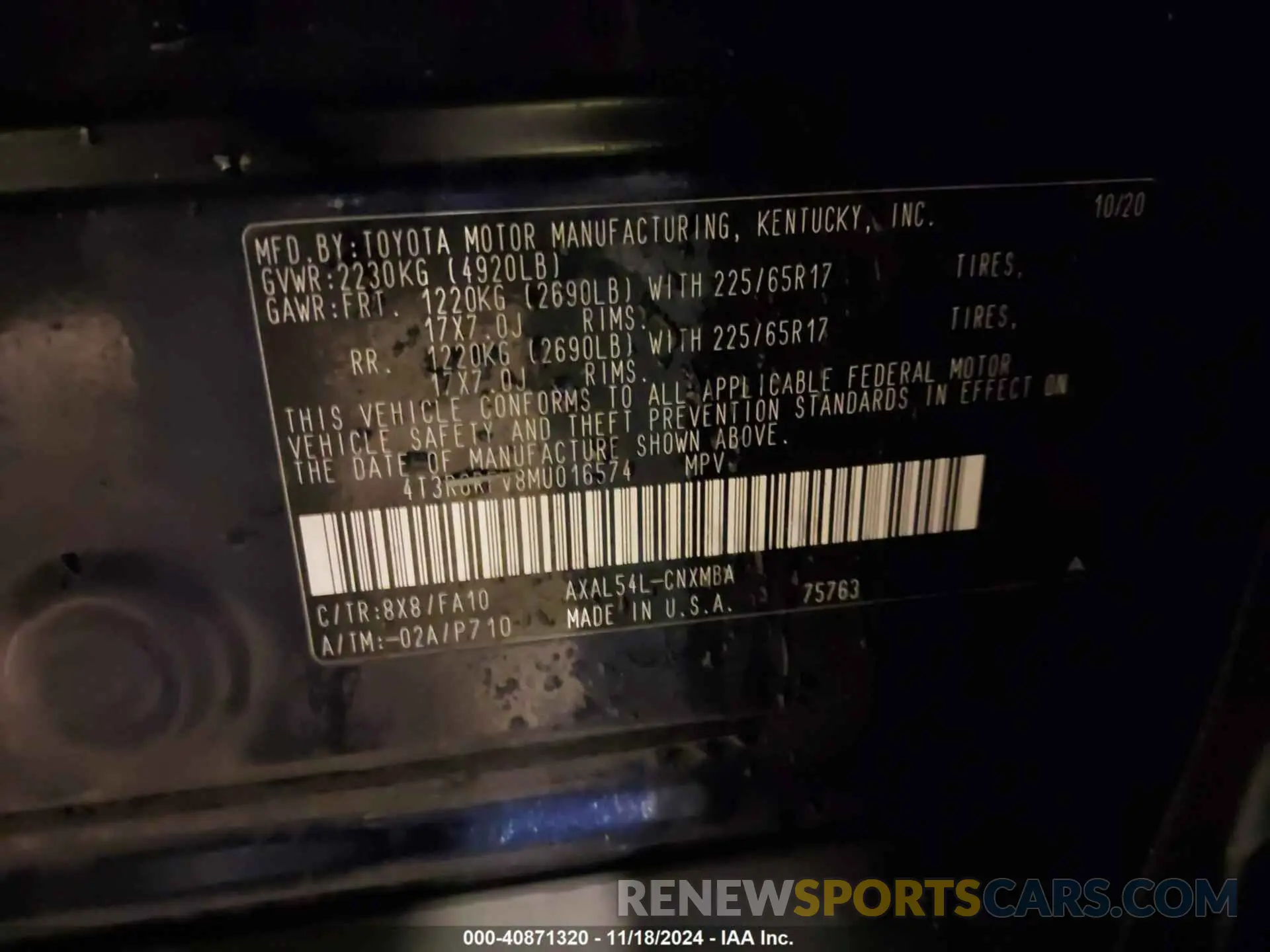 9 Photograph of a damaged car 4T3R6RFV8MU016574 TOYOTA RAV4 HYBRID 2021