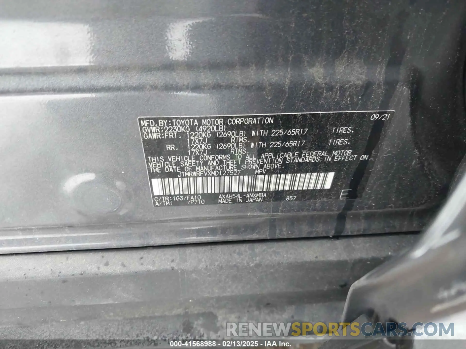 9 Photograph of a damaged car JTMRWRFVXMD127527 TOYOTA RAV4 HYBRID 2021