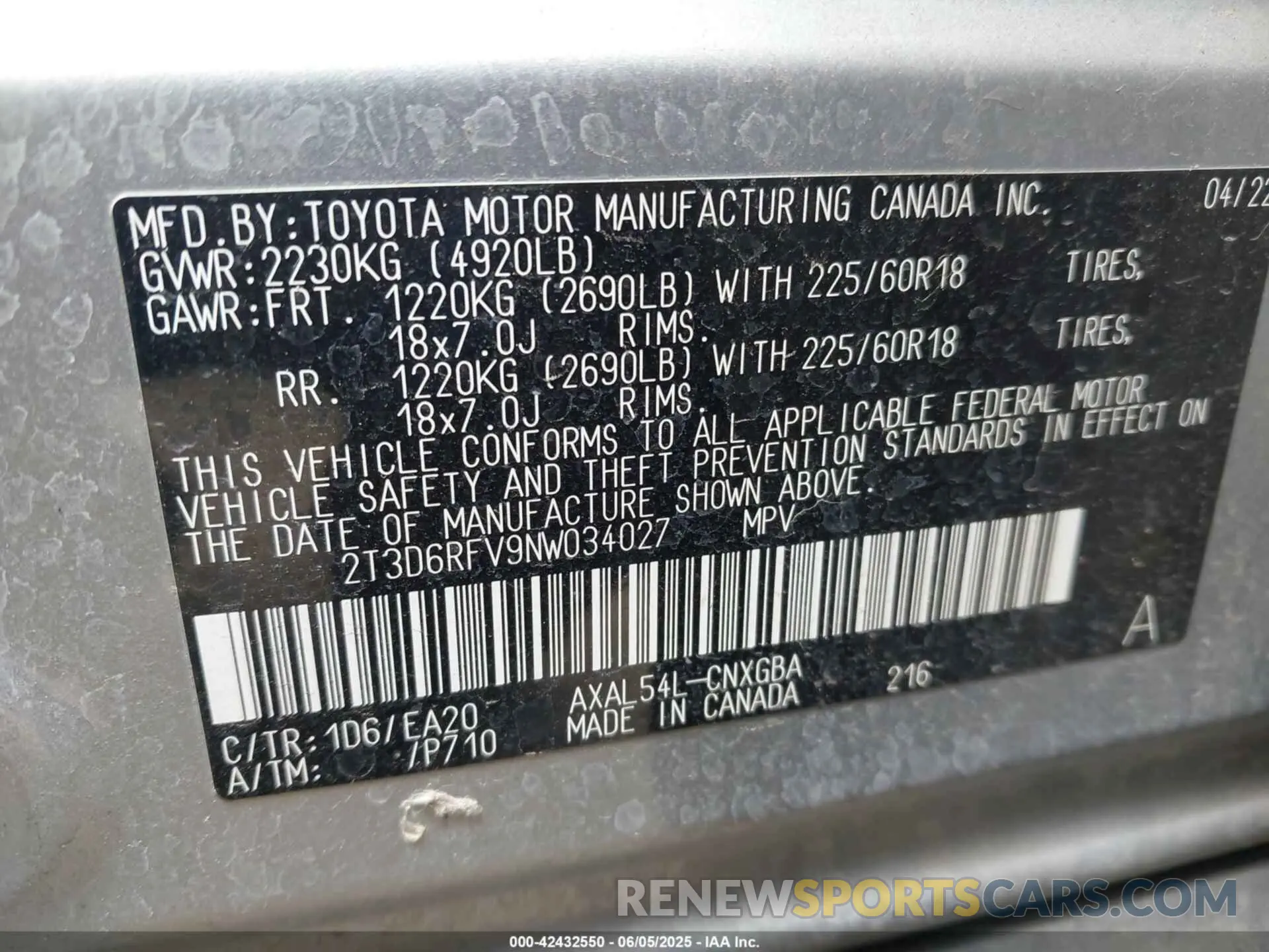 9 Photograph of a damaged car 2T3D6RFV9NW034027 TOYOTA RAV4 HYBRID 2022