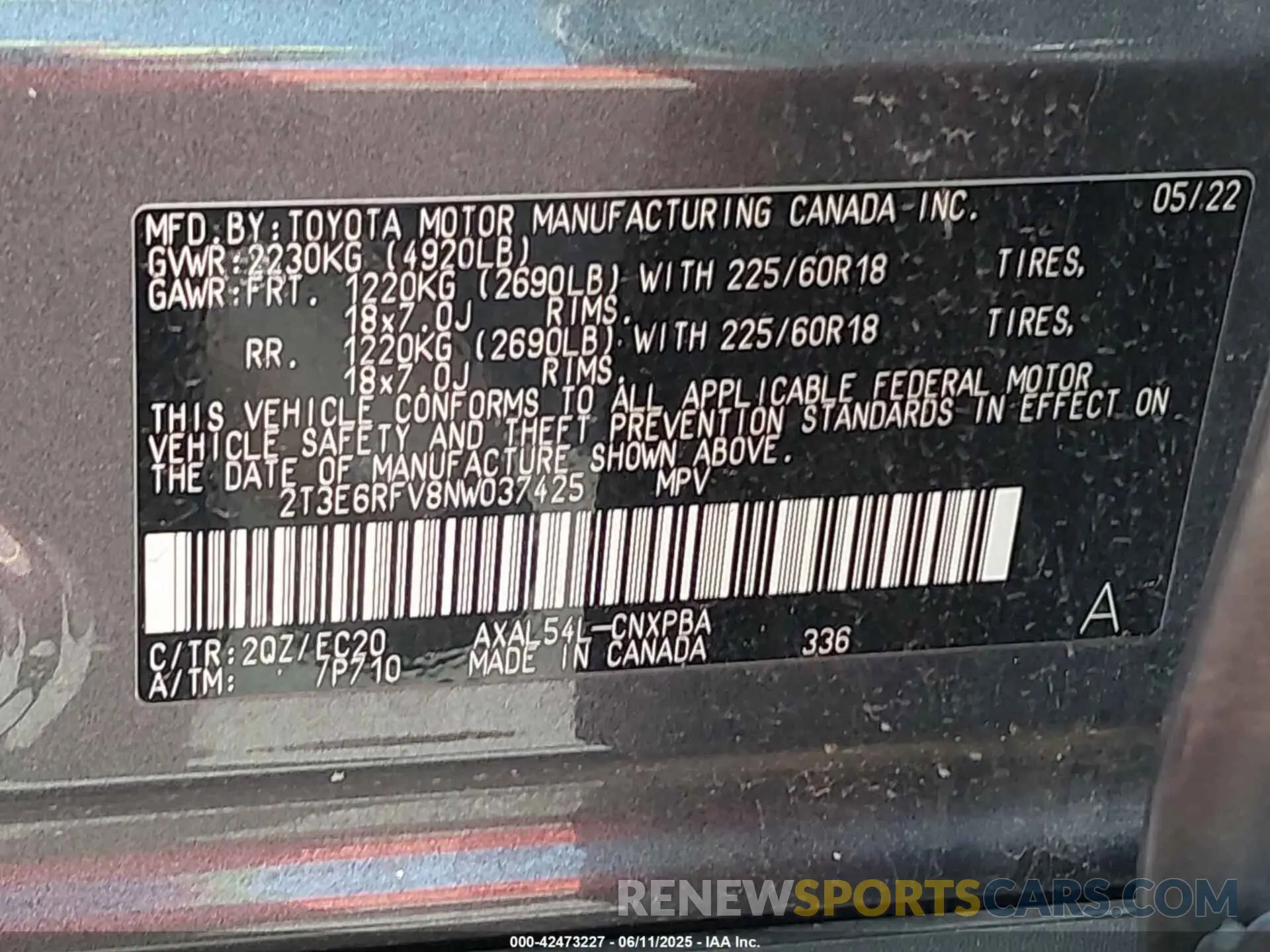 9 Photograph of a damaged car 2T3E6RFV8NW037425 TOYOTA RAV4 HYBRID 2022