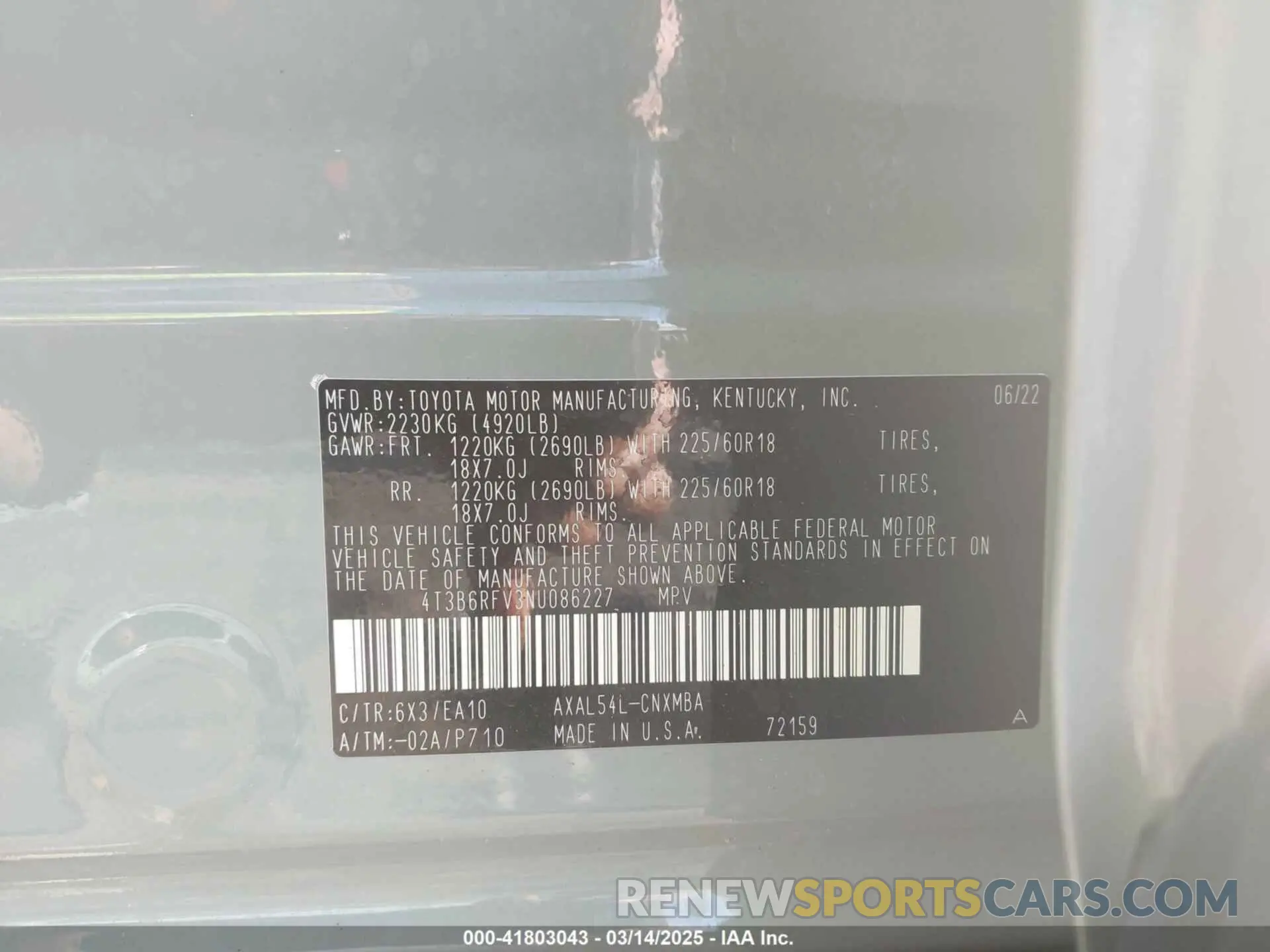 9 Photograph of a damaged car 4T3B6RFV3NU086227 TOYOTA RAV4 HYBRID 2022