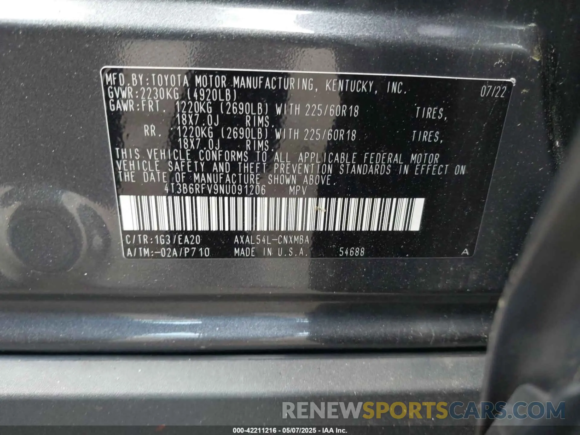 9 Photograph of a damaged car 4T3B6RFV9NU091206 TOYOTA RAV4 HYBRID 2022