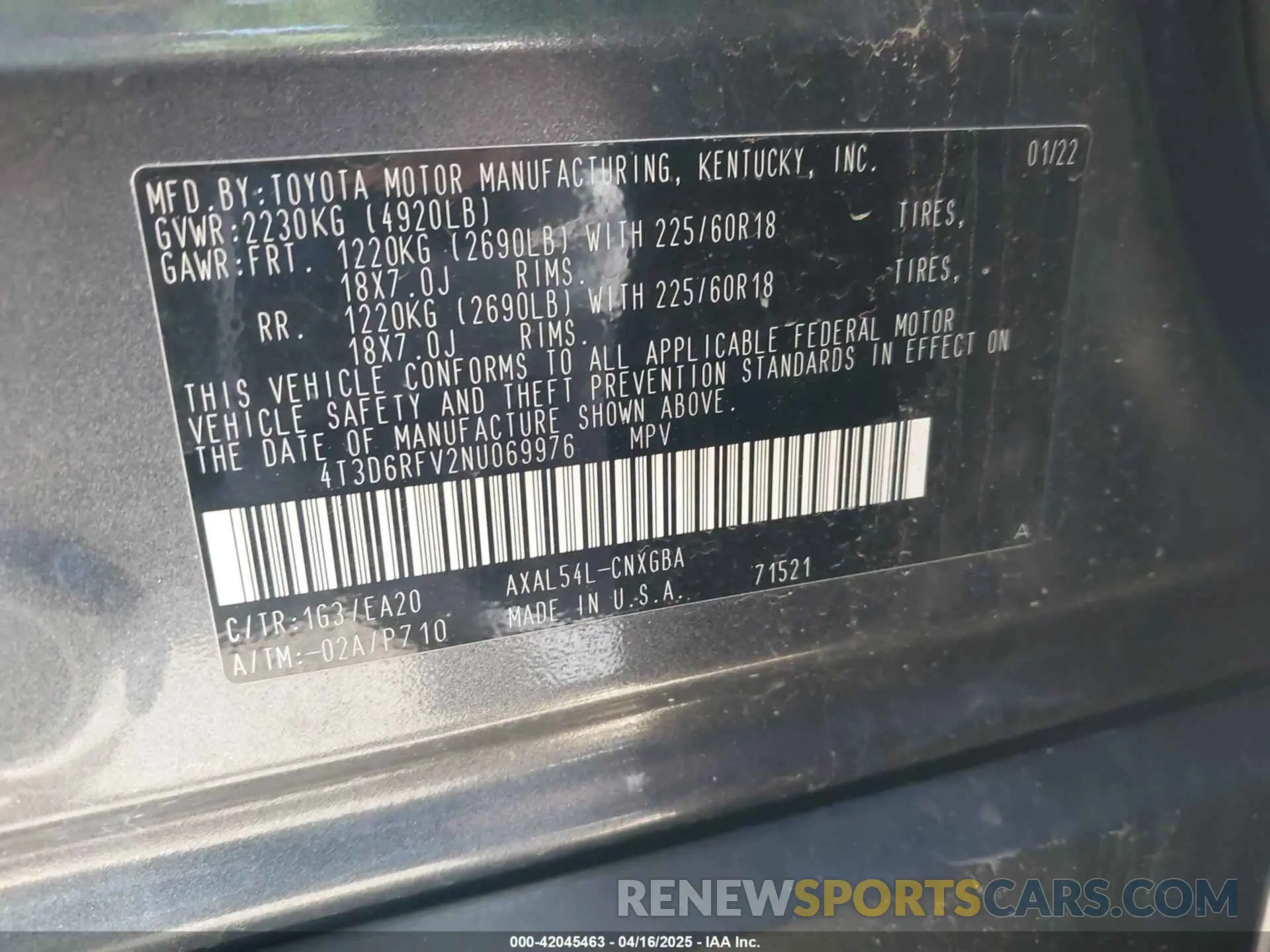 9 Photograph of a damaged car 4T3D6RFV2NU069976 TOYOTA RAV4 HYBRID 2022