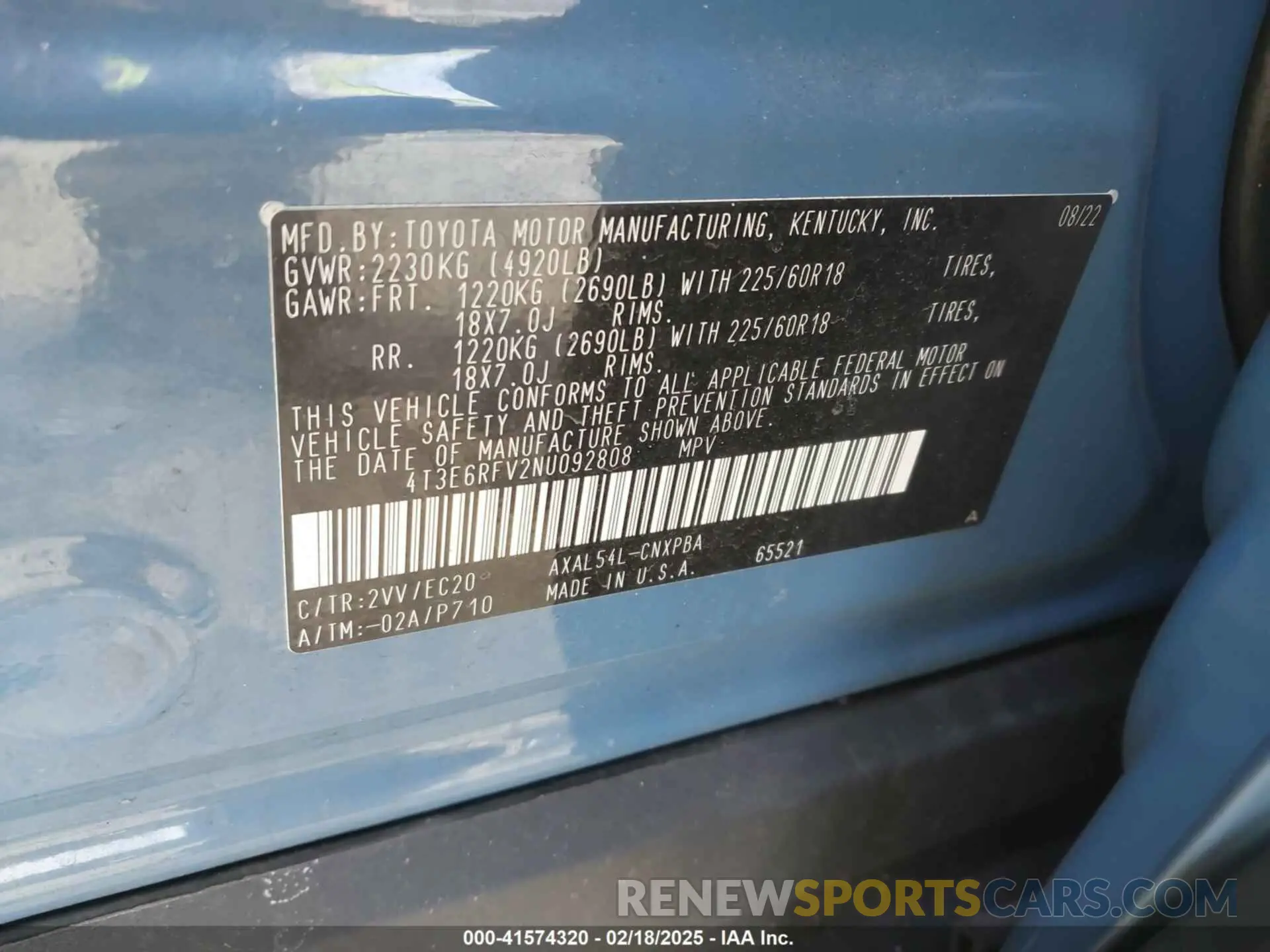 9 Photograph of a damaged car 4T3E6RFV2NU092808 TOYOTA RAV4 HYBRID 2022