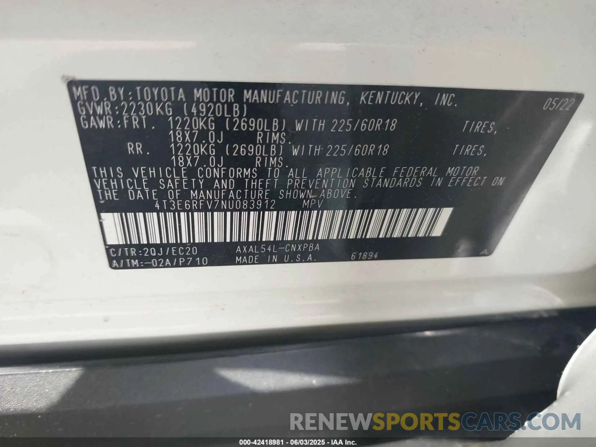 9 Photograph of a damaged car 4T3E6RFV7NU083912 TOYOTA RAV4 HYBRID 2022