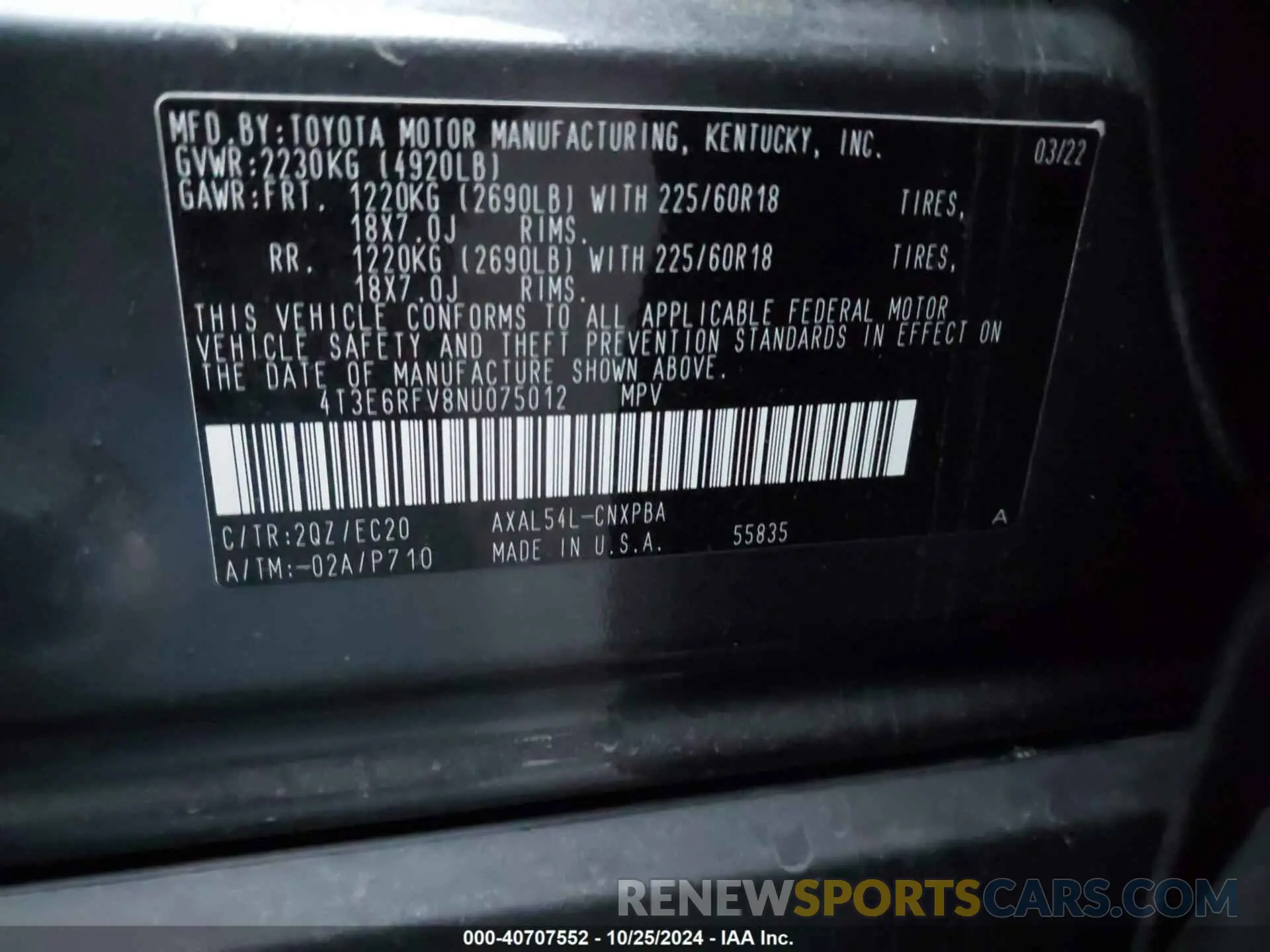 9 Photograph of a damaged car 4T3E6RFV8NU075012 TOYOTA RAV4 HYBRID 2022