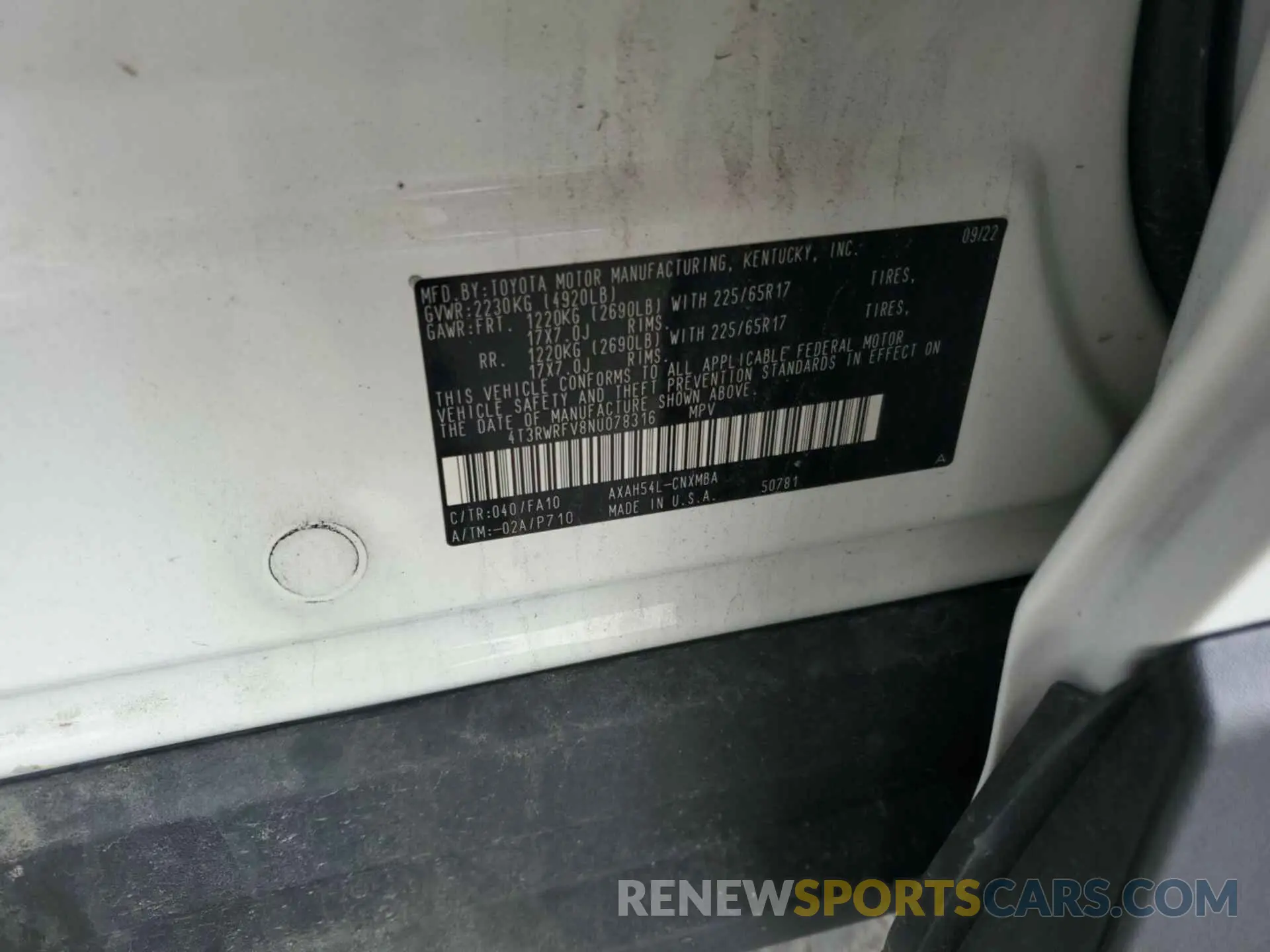 22 Photograph of a damaged car 4T3RWRFV8NU078316 TOYOTA RAV4 HYBRID 2022