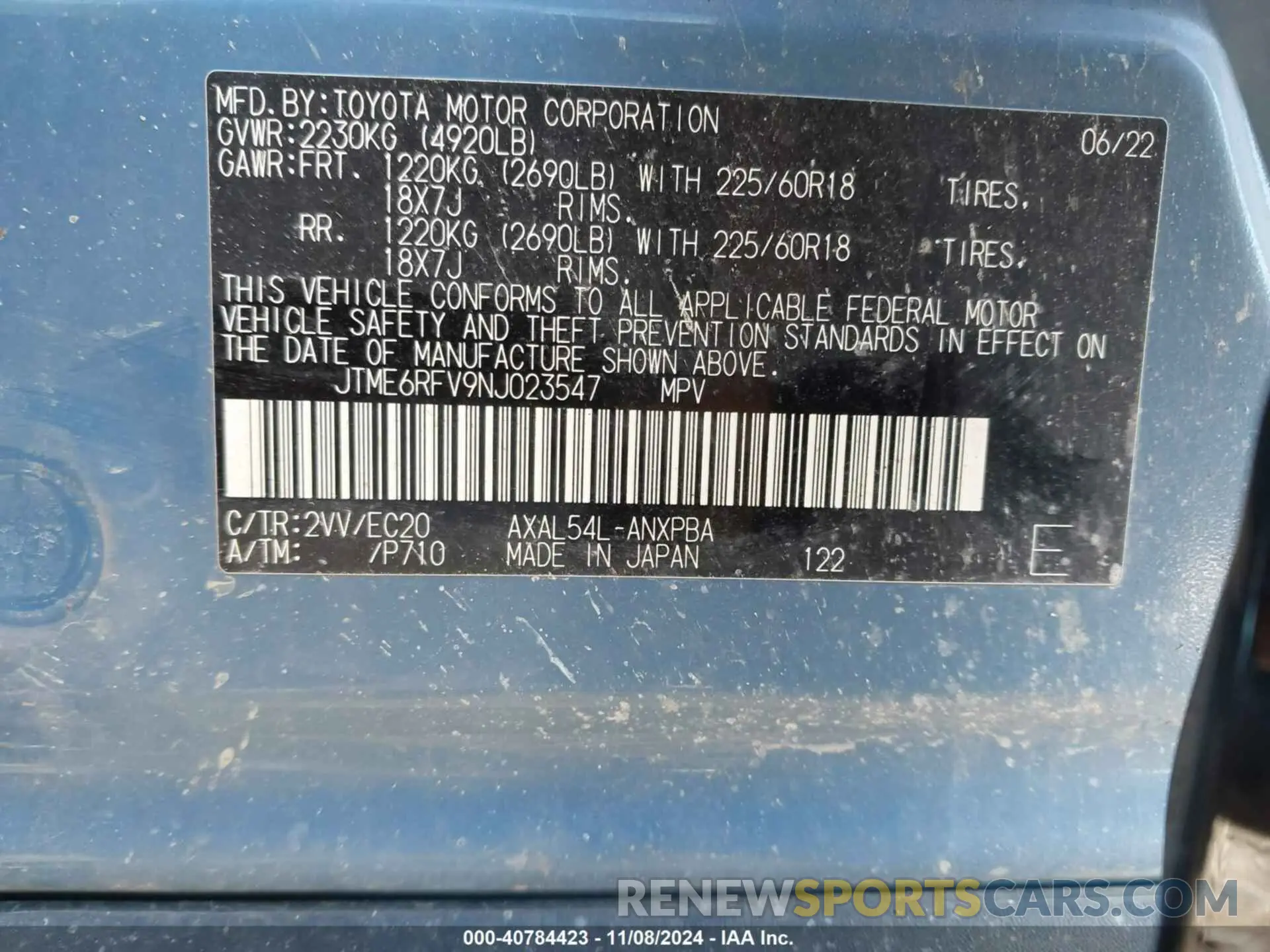 9 Photograph of a damaged car JTME6RFV9NJ023547 TOYOTA RAV4 HYBRID 2022