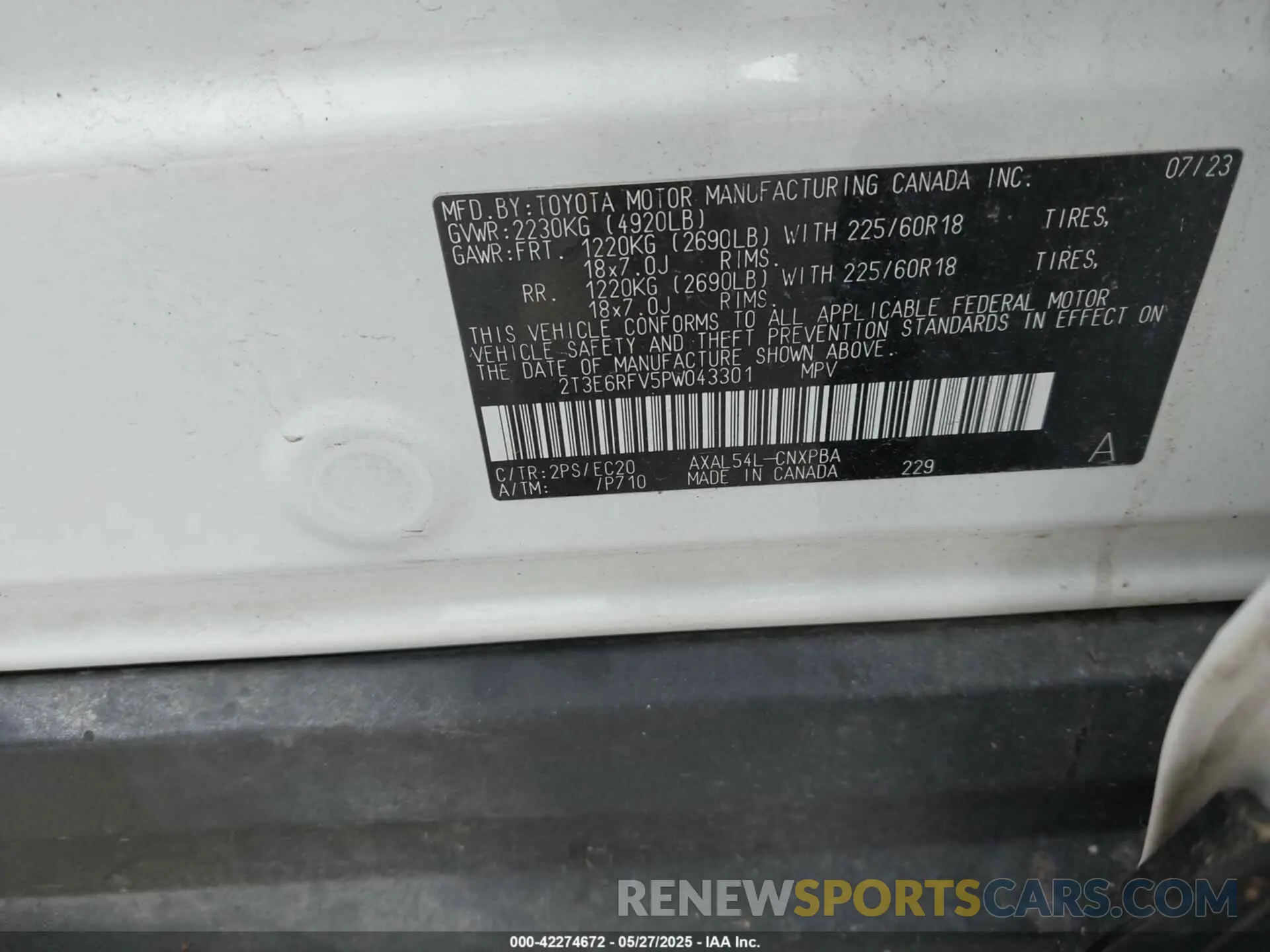 9 Photograph of a damaged car 2T3E6RFV5PW043301 TOYOTA RAV4 HYBRID 2023