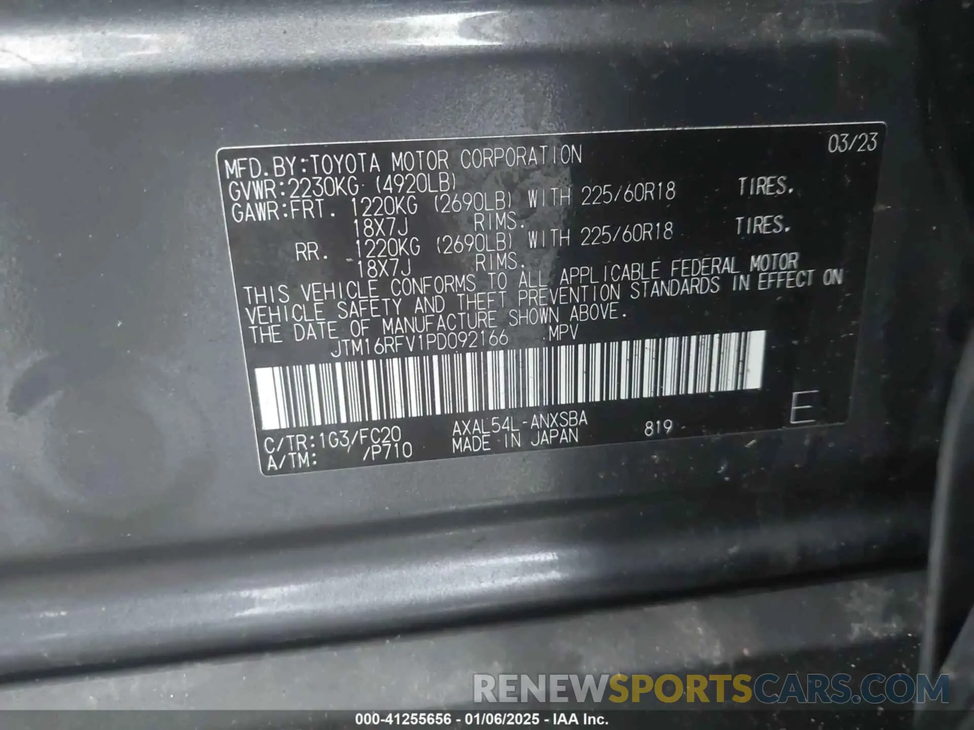 9 Photograph of a damaged car JTM16RFV1PD092166 TOYOTA RAV4 HYBRID 2023