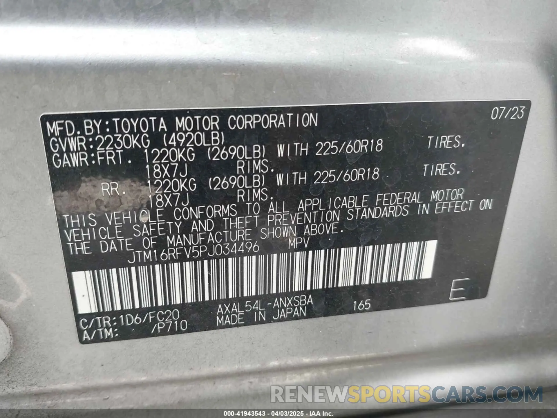 9 Photograph of a damaged car JTM16RFV5PJ034496 TOYOTA RAV4 HYBRID 2023