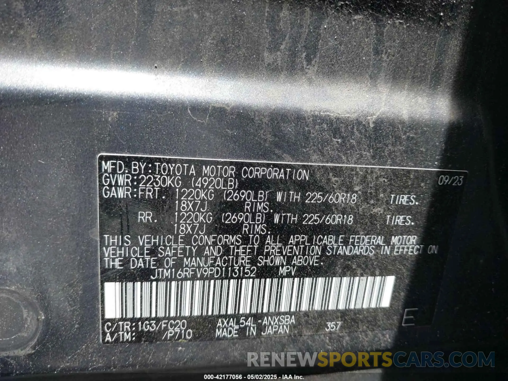 9 Photograph of a damaged car JTM16RFV9PD113152 TOYOTA RAV4 HYBRID 2023