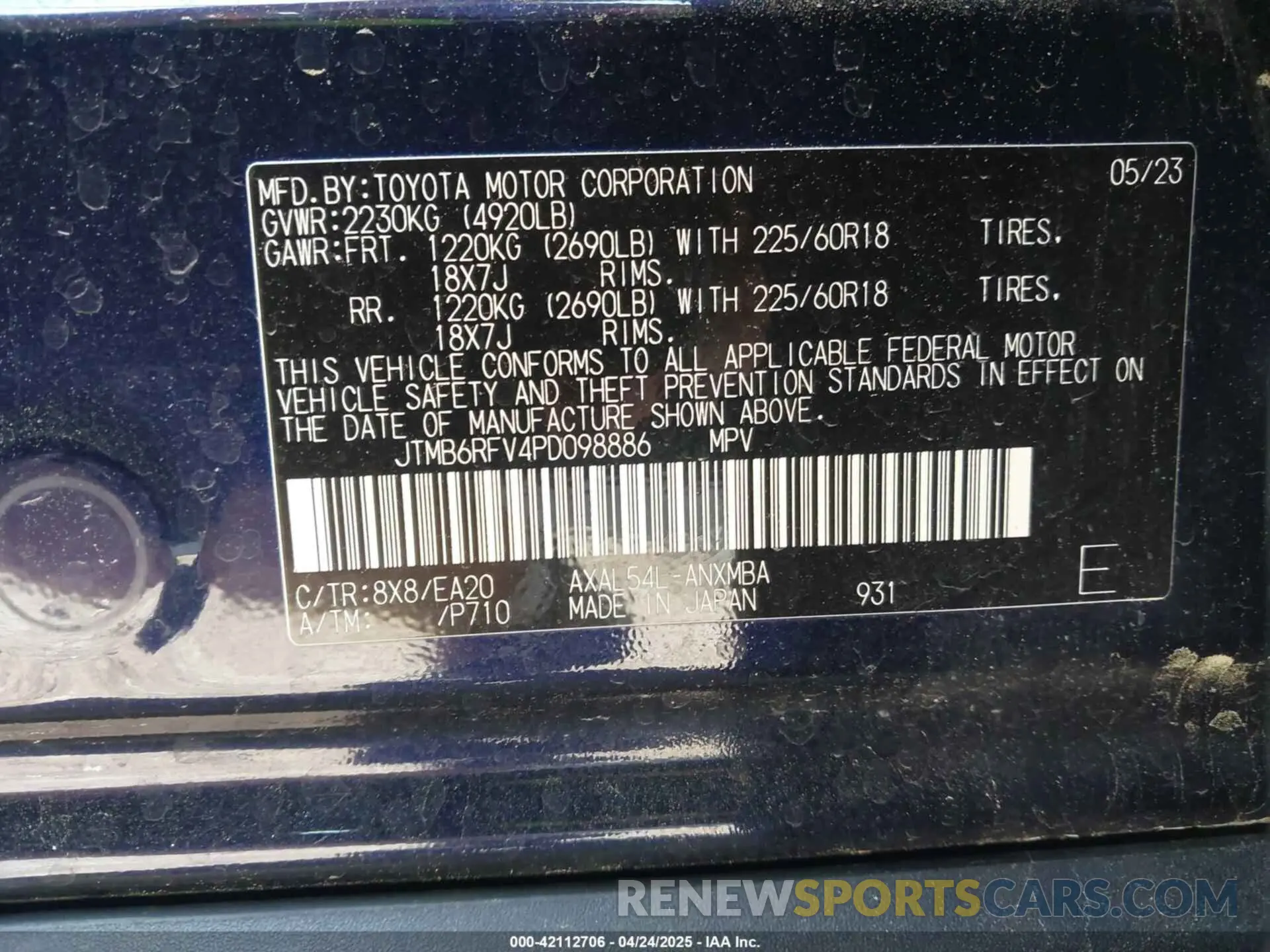 9 Photograph of a damaged car JTMB6RFV4PD098886 TOYOTA RAV4 HYBRID 2023