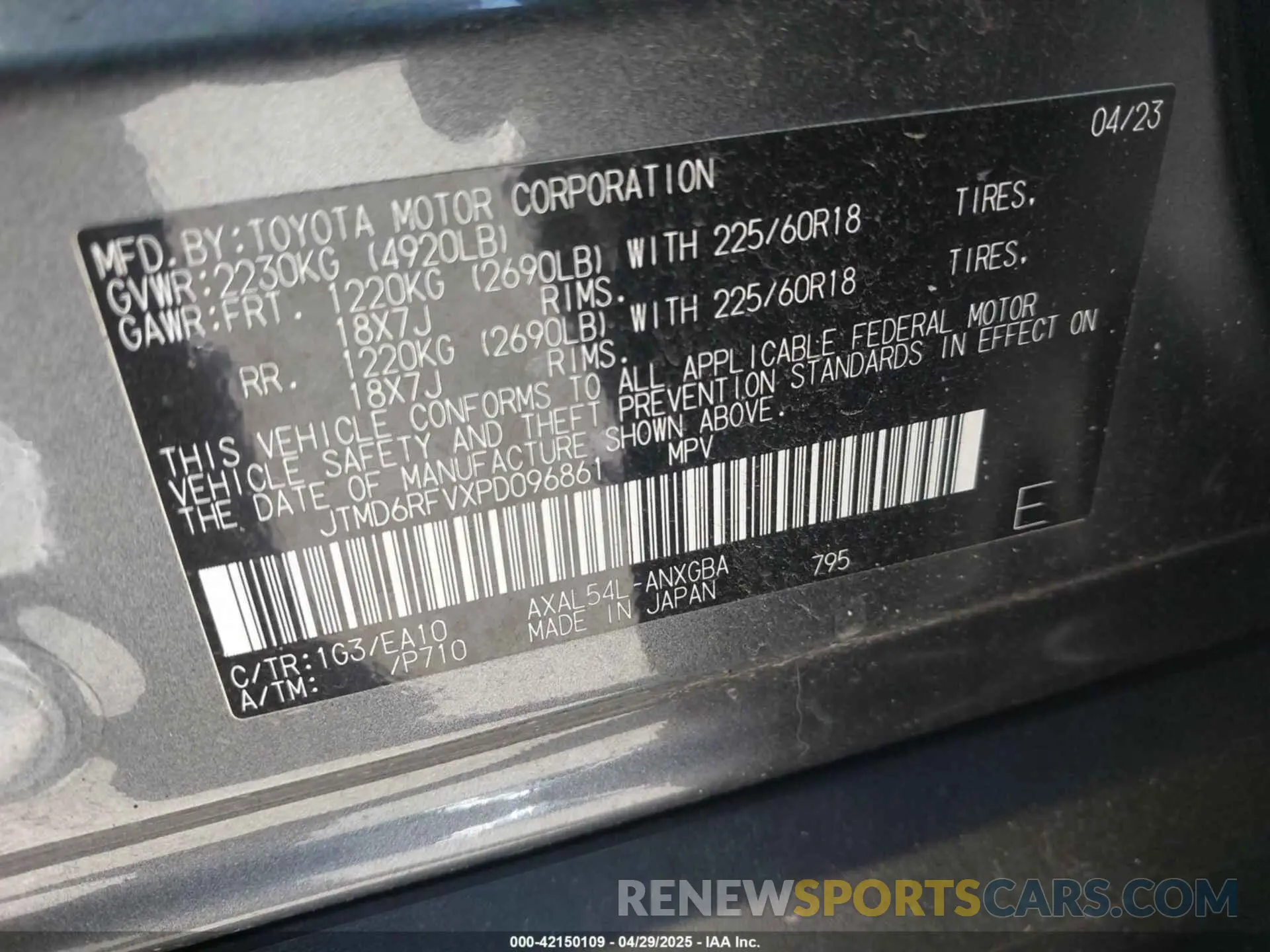 9 Photograph of a damaged car JTMD6RFVXPD096861 TOYOTA RAV4 HYBRID 2023