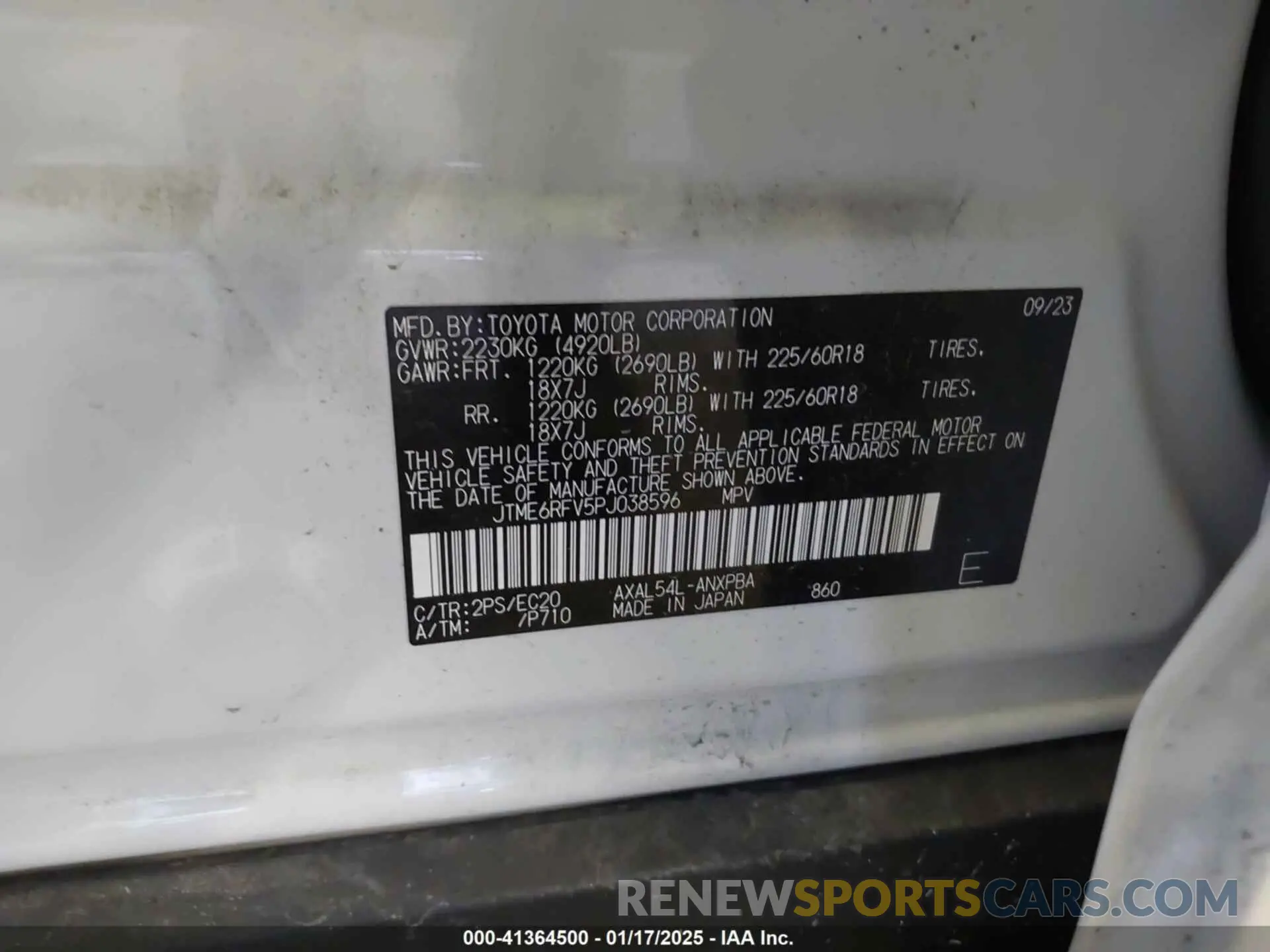 9 Photograph of a damaged car JTME6RFV5PJ038596 TOYOTA RAV4 HYBRID 2023