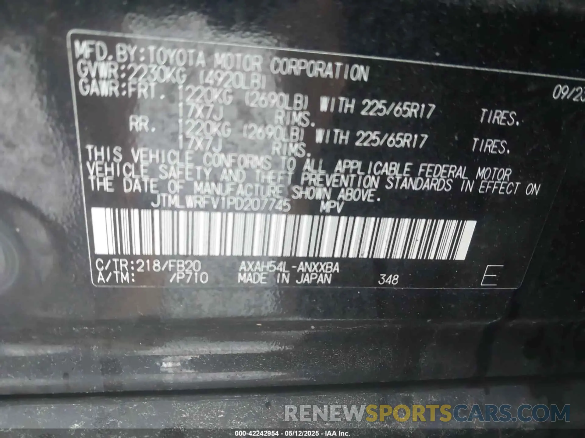 9 Photograph of a damaged car JTMLWRFV1PD207745 TOYOTA RAV4 HYBRID 2023
