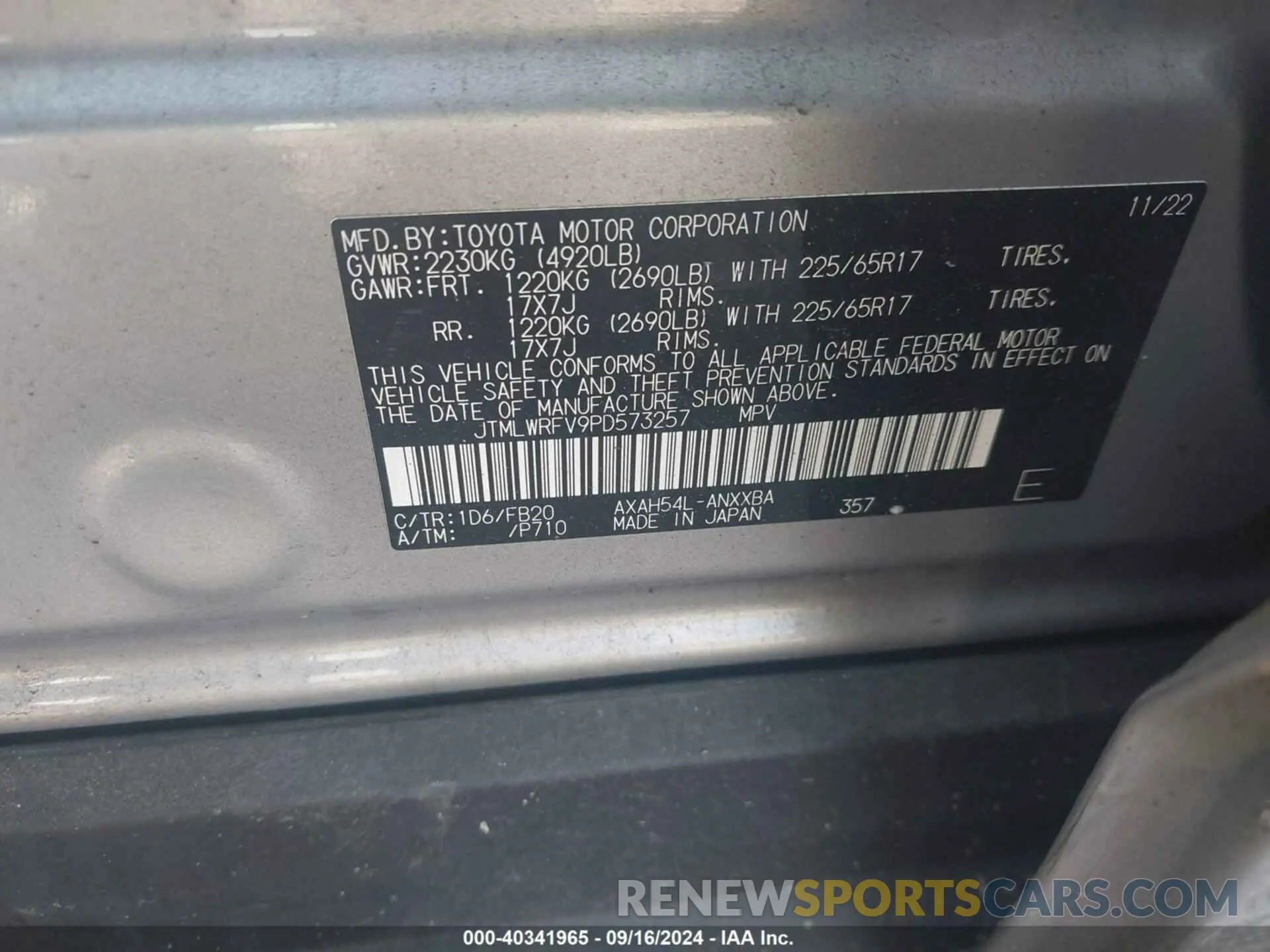 9 Photograph of a damaged car JTMLWRFV9PD573257 TOYOTA RAV4 HYBRID 2023