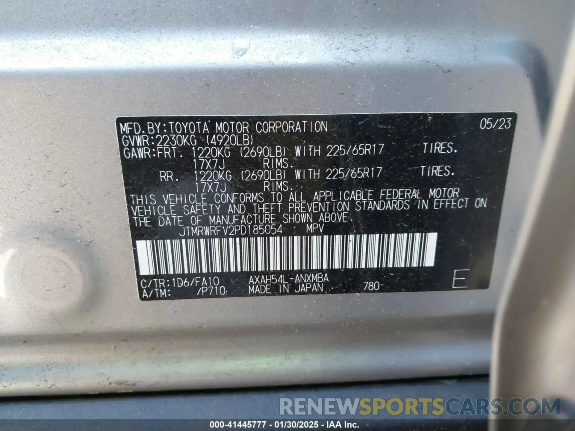 9 Photograph of a damaged car JTMRWRFV2PD185054 TOYOTA RAV4 HYBRID 2023
