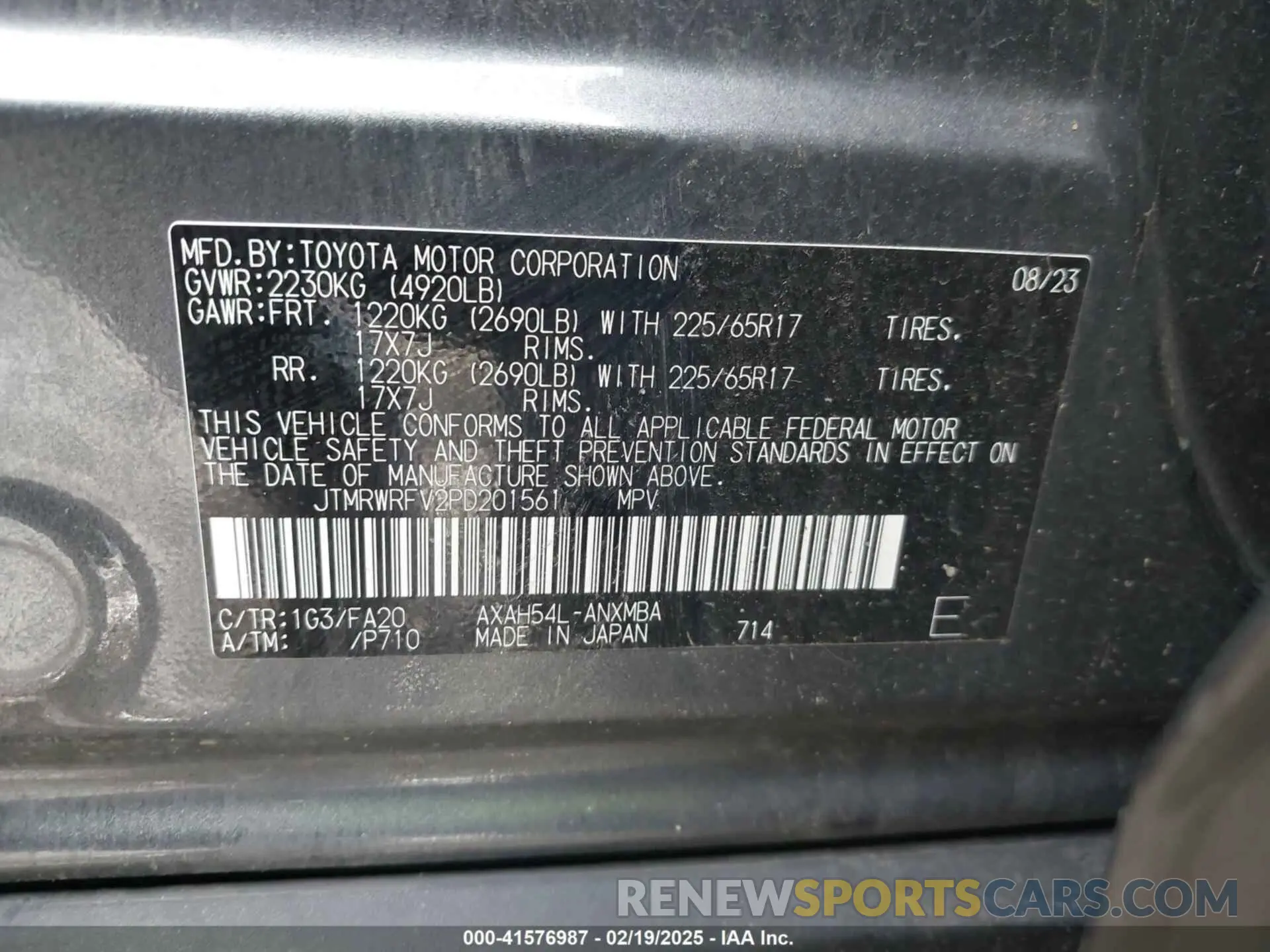 9 Photograph of a damaged car JTMRWRFV2PD201561 TOYOTA RAV4 HYBRID 2023