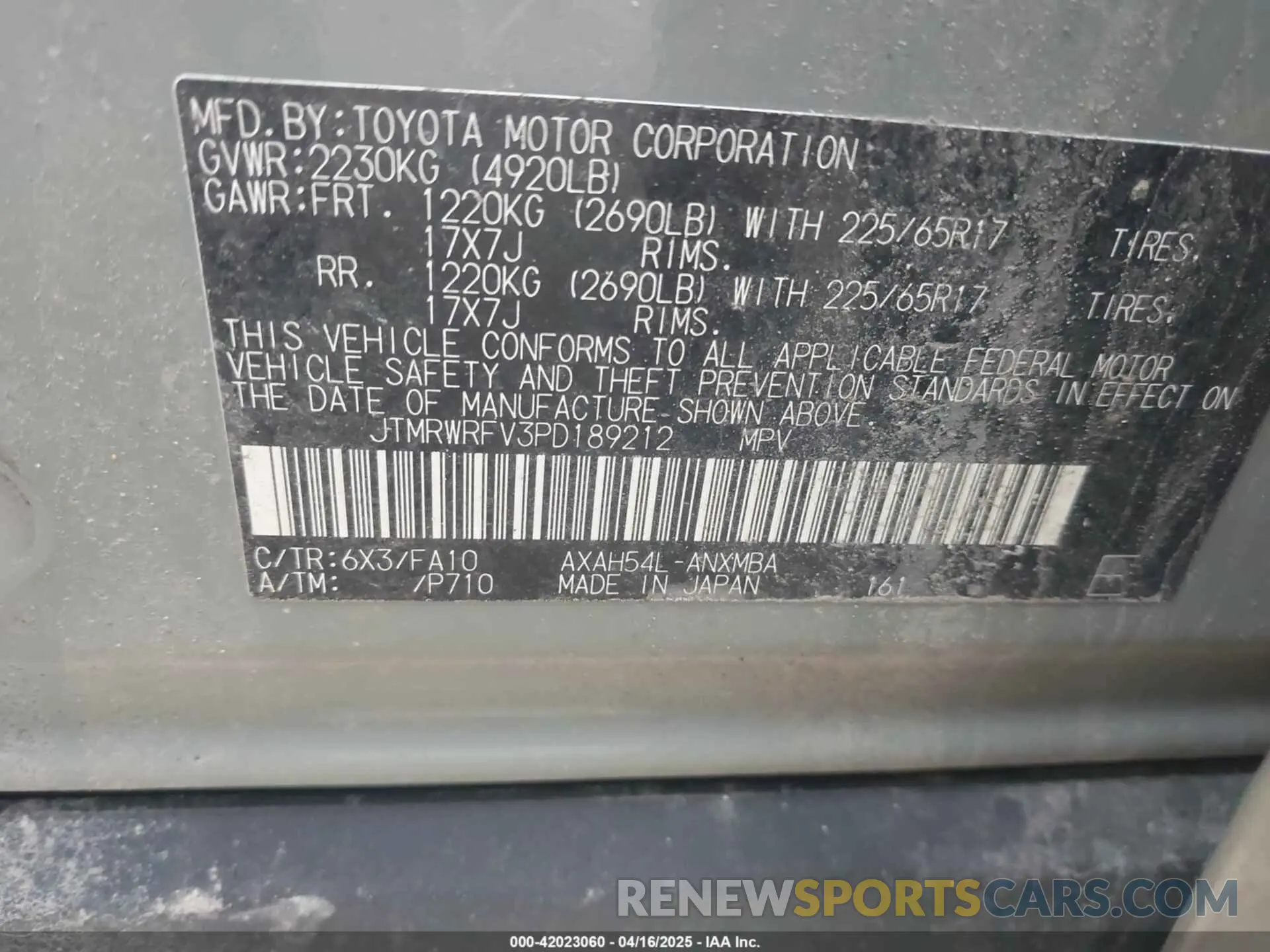 9 Photograph of a damaged car JTMRWRFV3PD189212 TOYOTA RAV4 HYBRID 2023