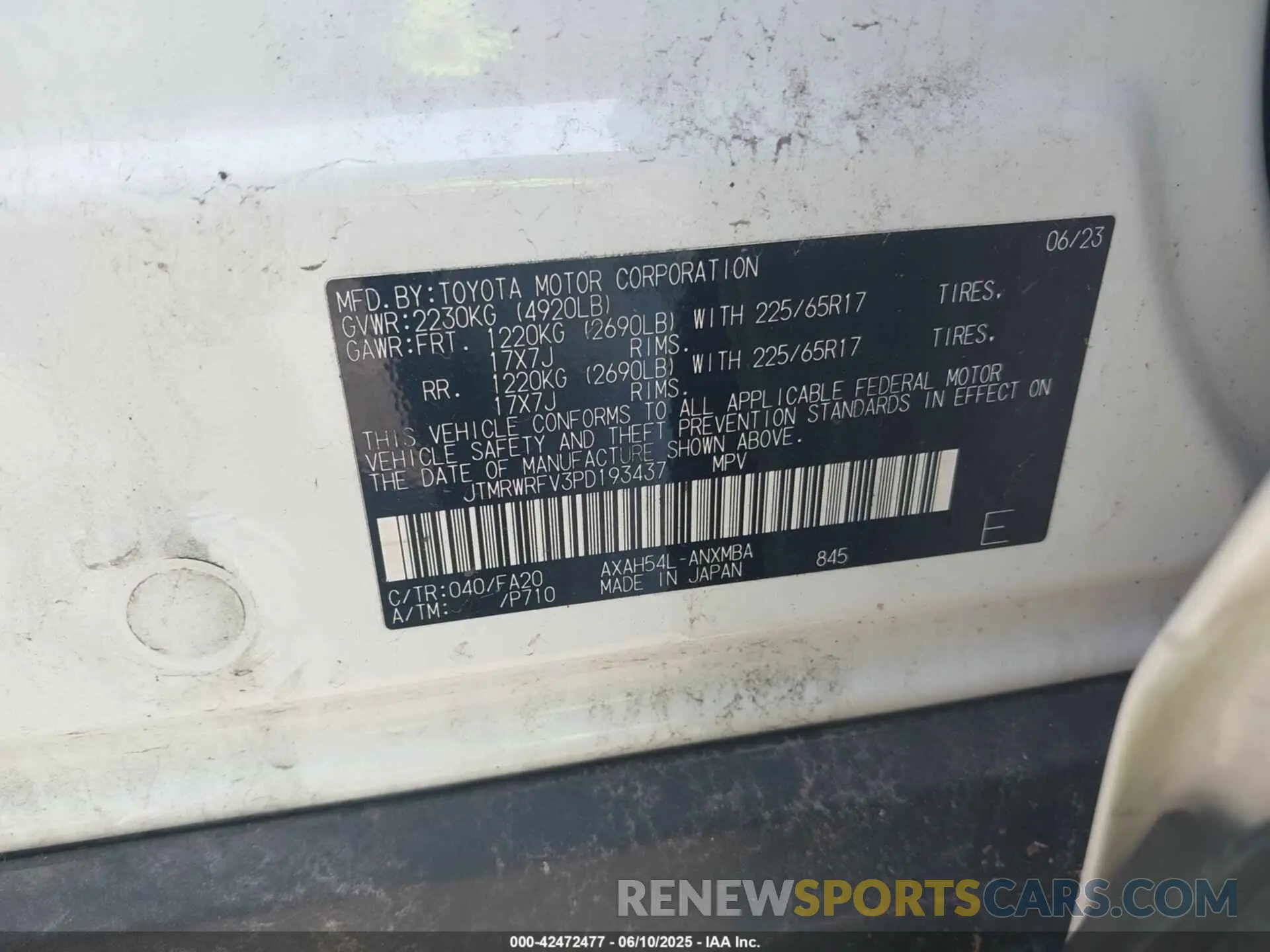 9 Photograph of a damaged car JTMRWRFV3PD193437 TOYOTA RAV4 HYBRID 2023