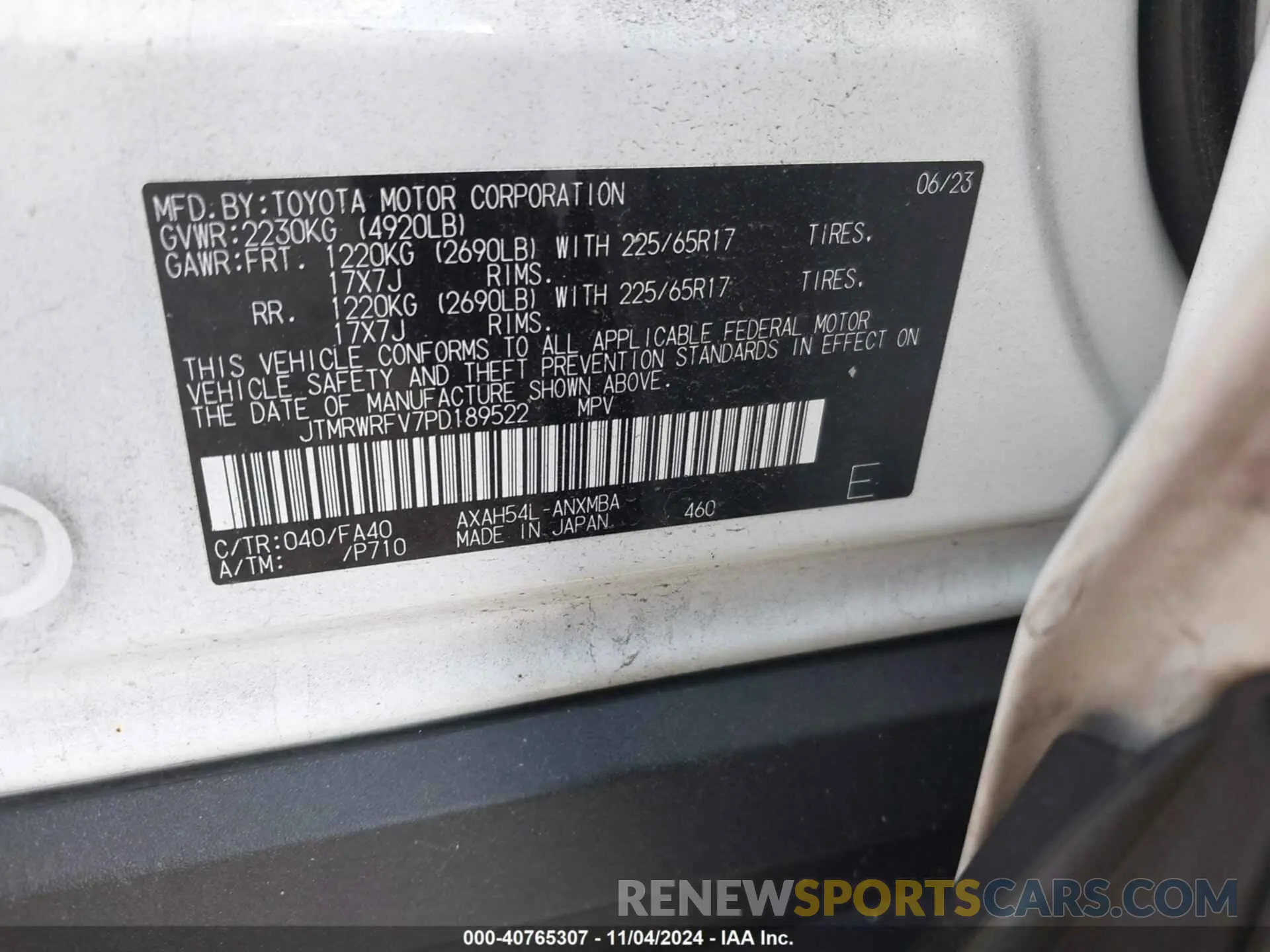 9 Photograph of a damaged car JTMRWRFV7PD189522 TOYOTA RAV4 HYBRID 2023
