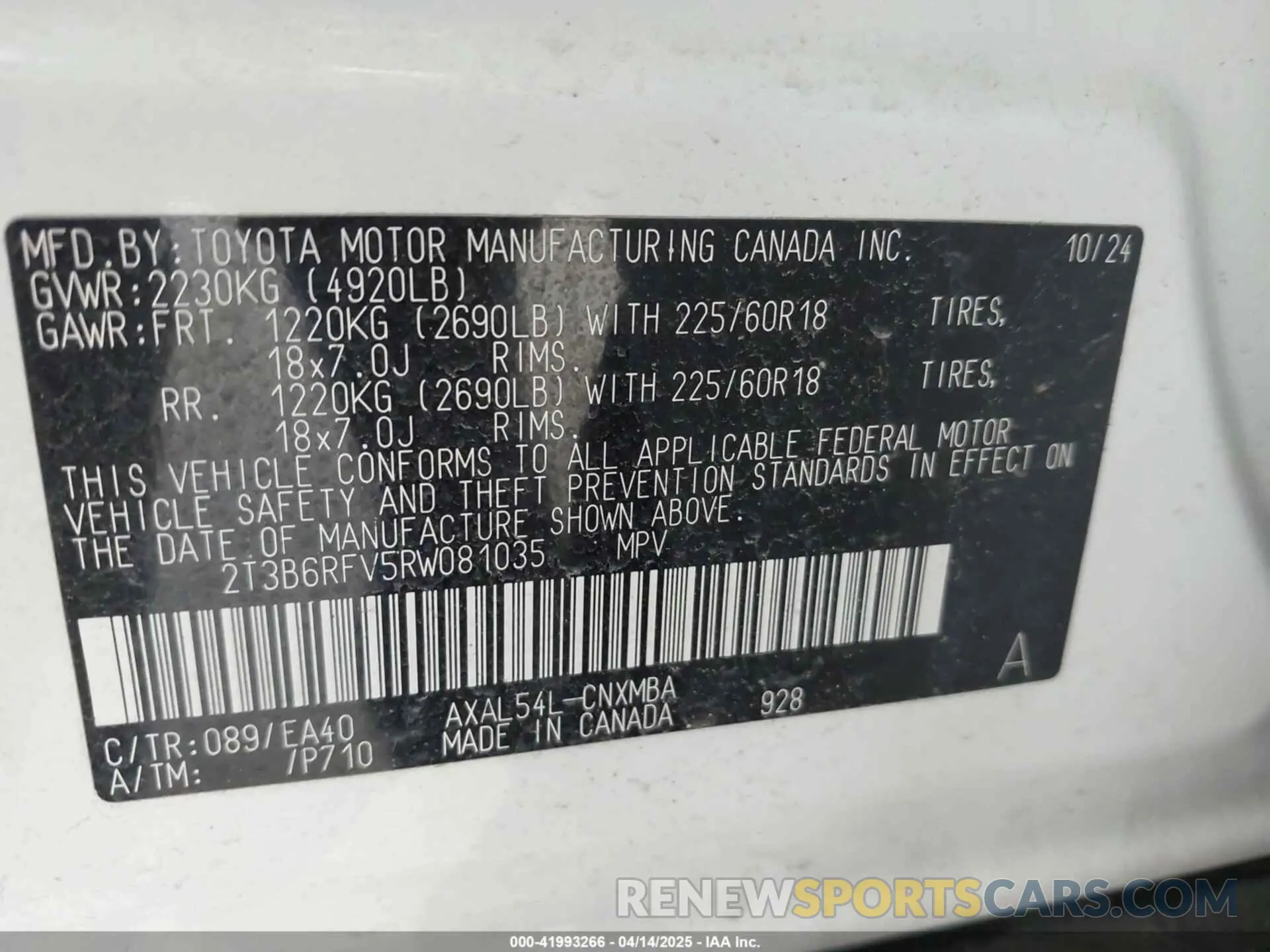 9 Photograph of a damaged car 2T3B6RFV5RW081035 TOYOTA RAV4 HYBRID 2024