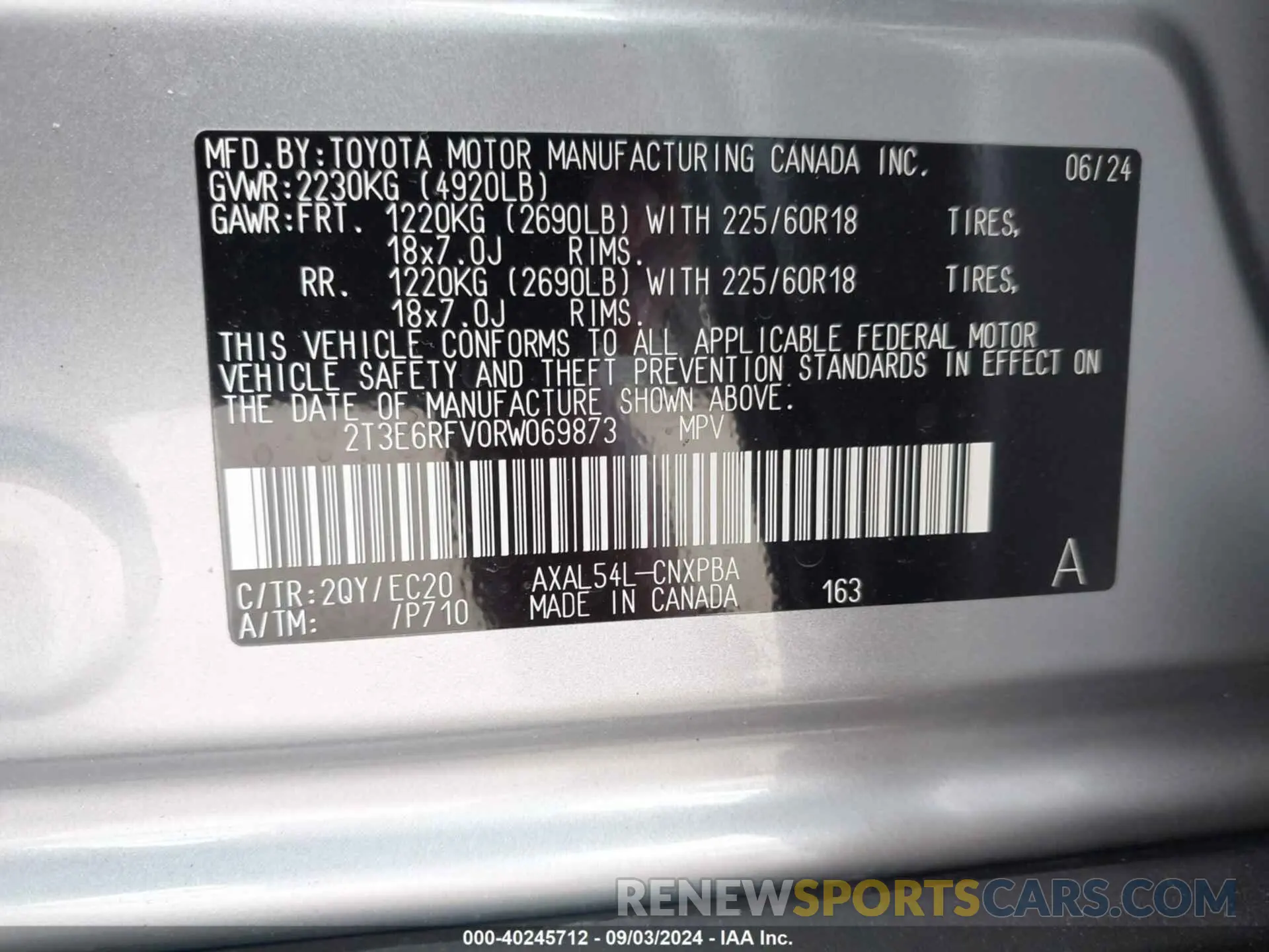 9 Photograph of a damaged car 2T3E6RFV0RW069873 TOYOTA RAV4 HYBRID 2024