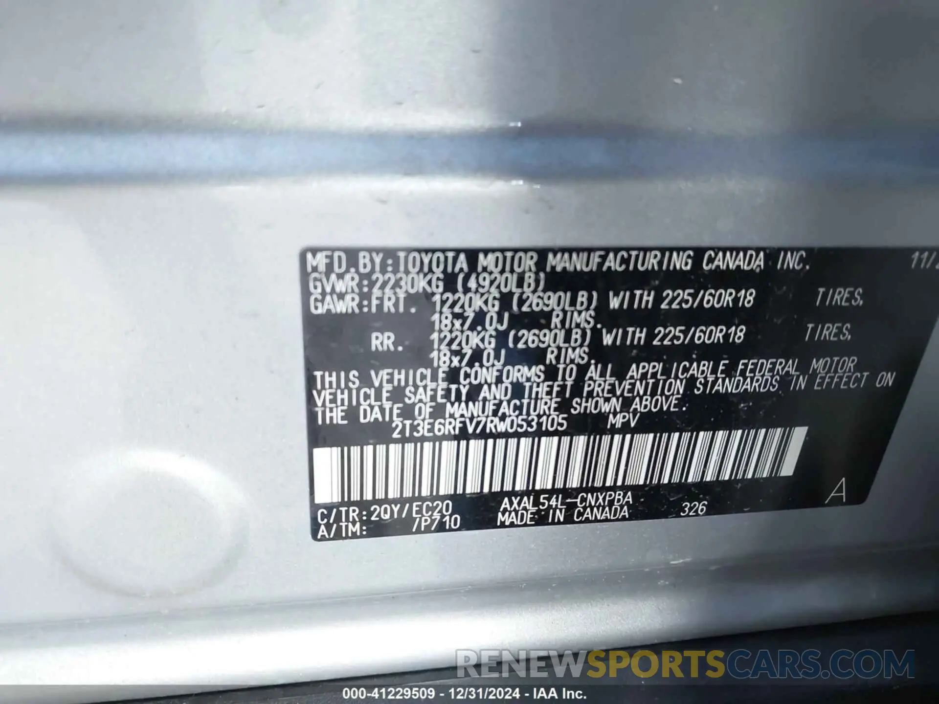 9 Photograph of a damaged car 2T3E6RFV7RW053105 TOYOTA RAV4 HYBRID 2024