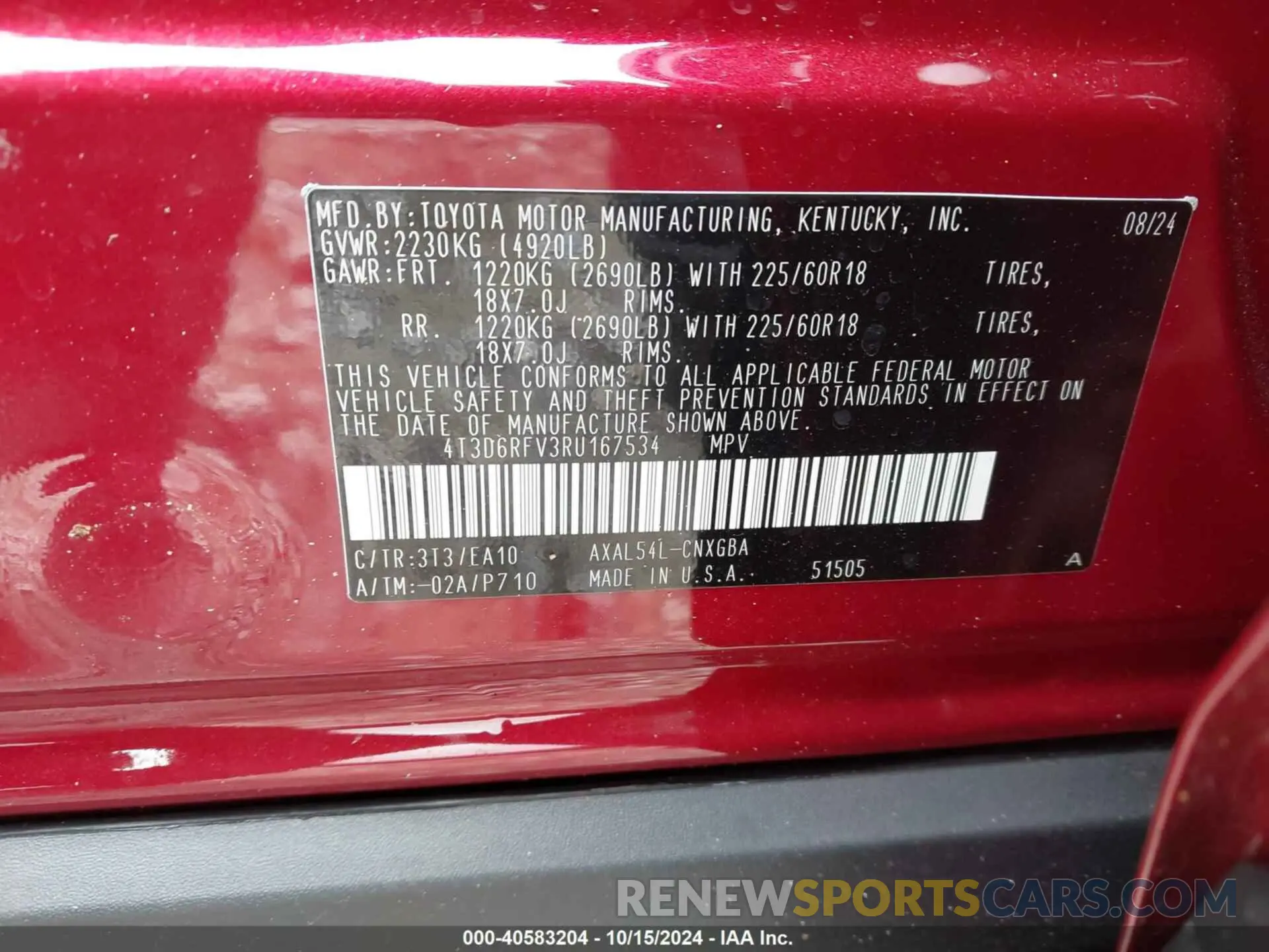 9 Photograph of a damaged car 4T3D6RFV3RU167534 TOYOTA RAV4 HYBRID 2024