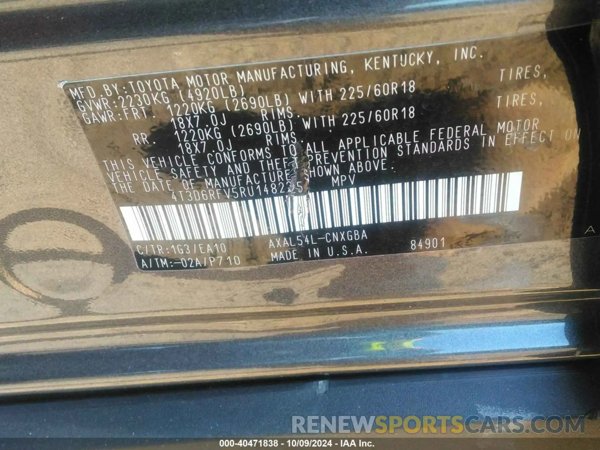 9 Photograph of a damaged car 4T3D6RFV5RU148225 TOYOTA RAV4 HYBRID 2024