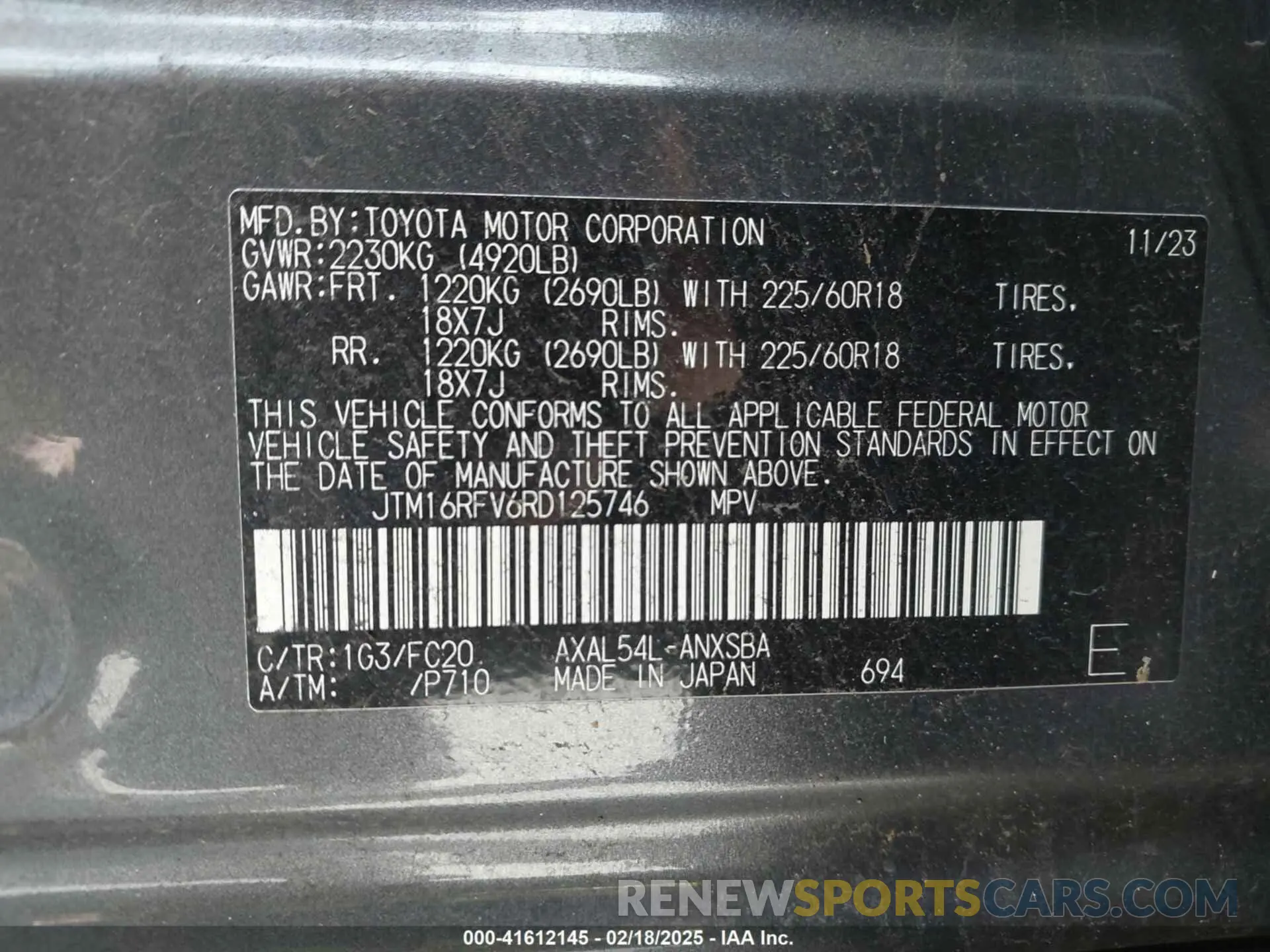 9 Photograph of a damaged car JTM16RFV6RD125746 TOYOTA RAV4 HYBRID 2024