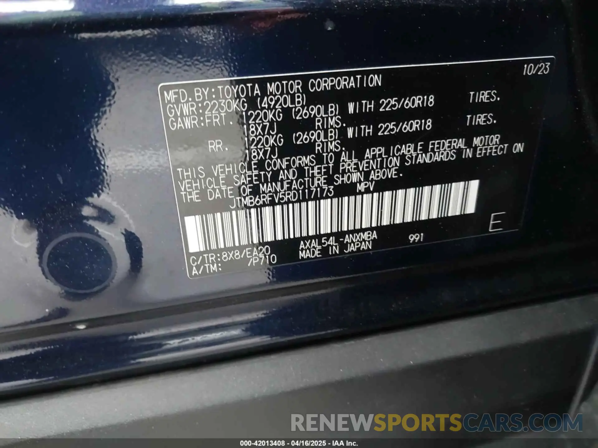 9 Photograph of a damaged car JTMB6RFV5RD117173 TOYOTA RAV4 HYBRID 2024