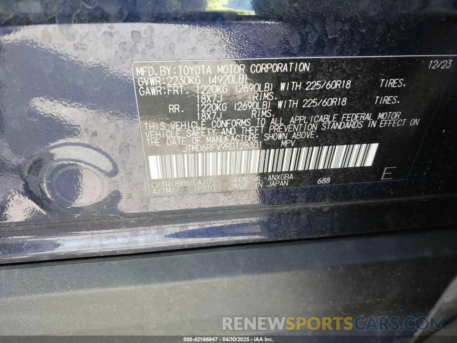 9 Photograph of a damaged car JTMD6RFV9RD128301 TOYOTA RAV4 HYBRID 2024