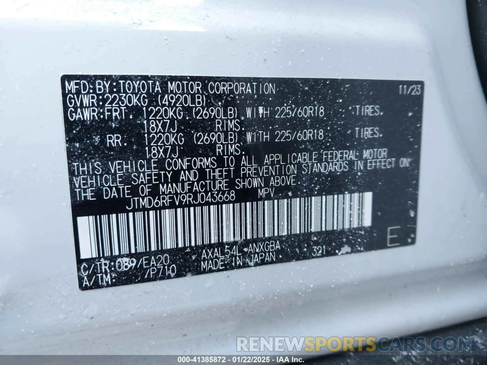 9 Photograph of a damaged car JTMD6RFV9RJ043668 TOYOTA RAV4 HYBRID 2024