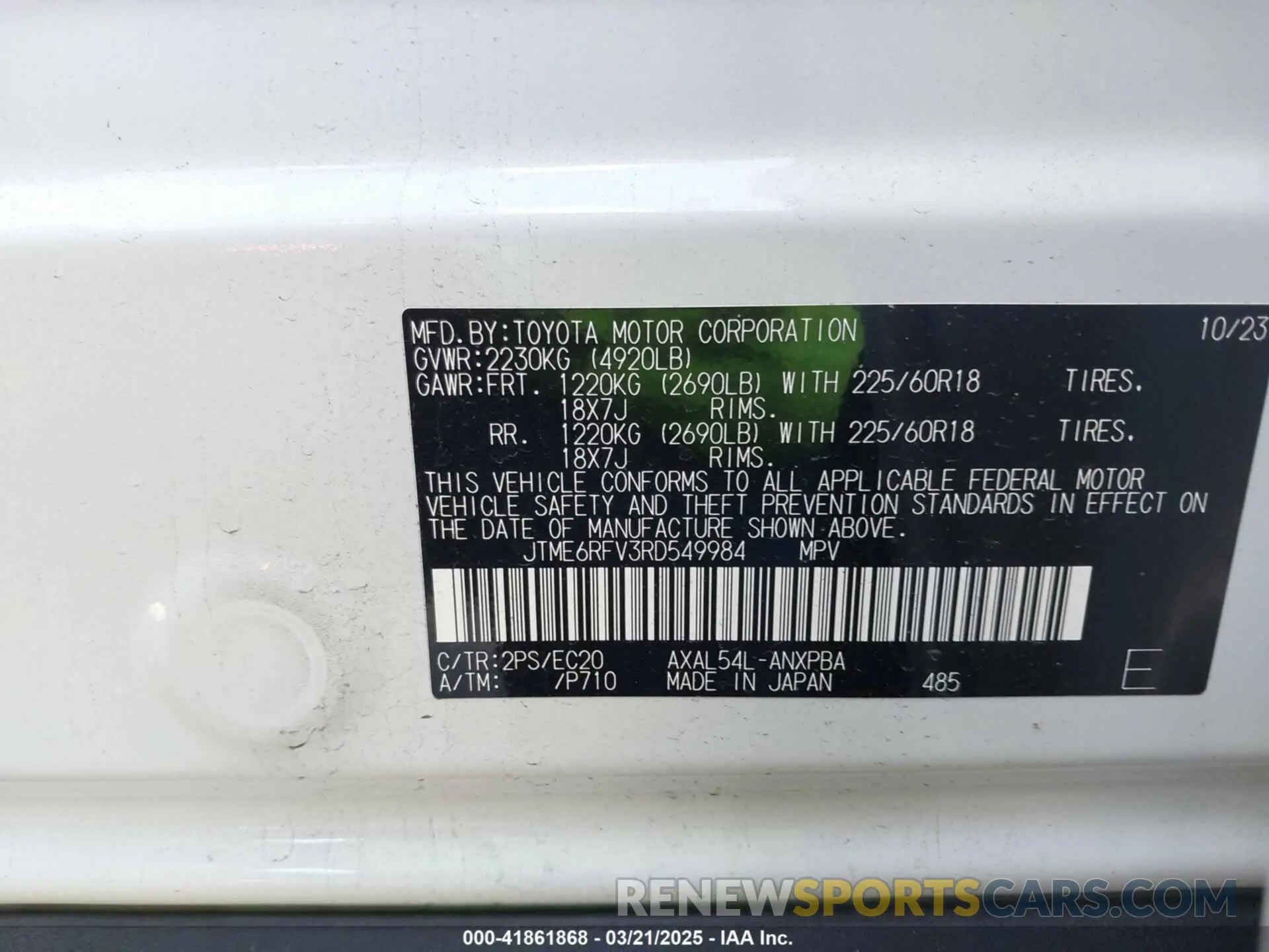 9 Photograph of a damaged car JTME6RFV3RD549984 TOYOTA RAV4 HYBRID 2024