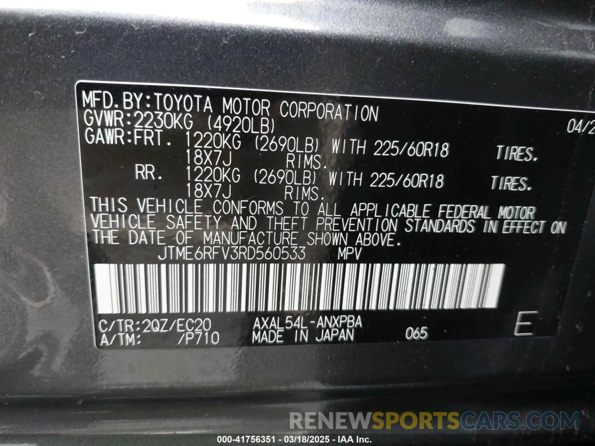 9 Photograph of a damaged car JTME6RFV3RD560533 TOYOTA RAV4 HYBRID 2024