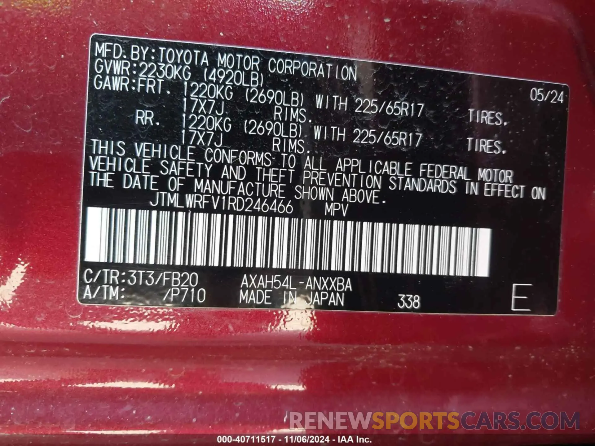9 Photograph of a damaged car JTMLWRFV1RD246466 TOYOTA RAV4 HYBRID 2024
