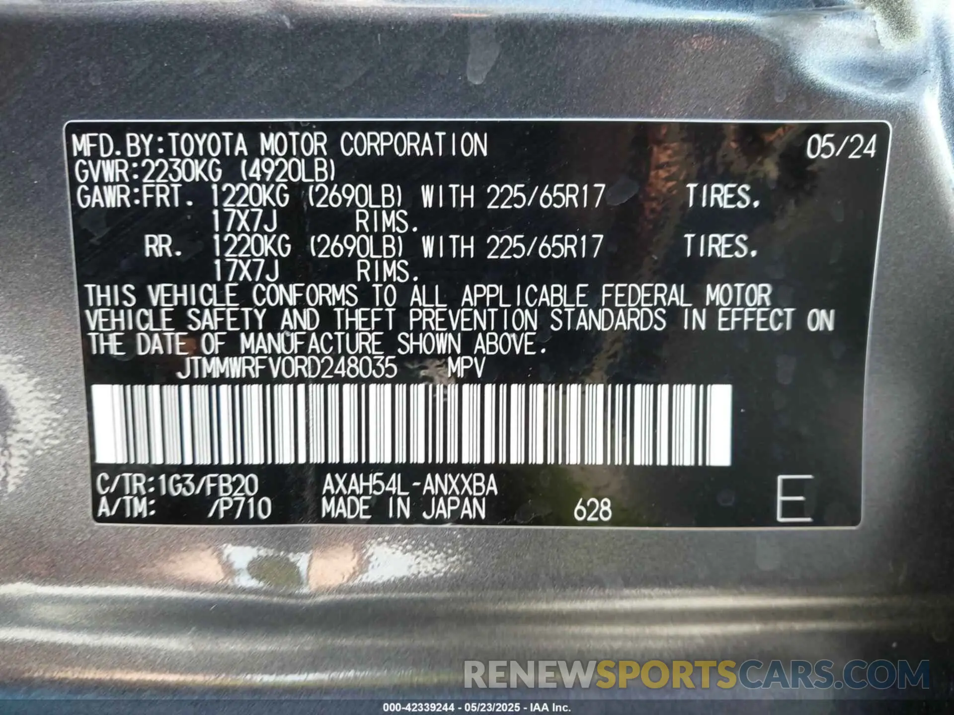 9 Photograph of a damaged car JTMMWRFV0RD248035 TOYOTA RAV4 HYBRID 2024