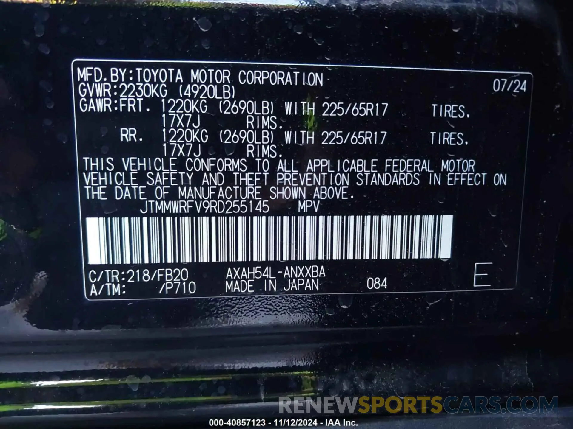 9 Photograph of a damaged car JTMMWRFV9RD255145 TOYOTA RAV4 HYBRID 2024