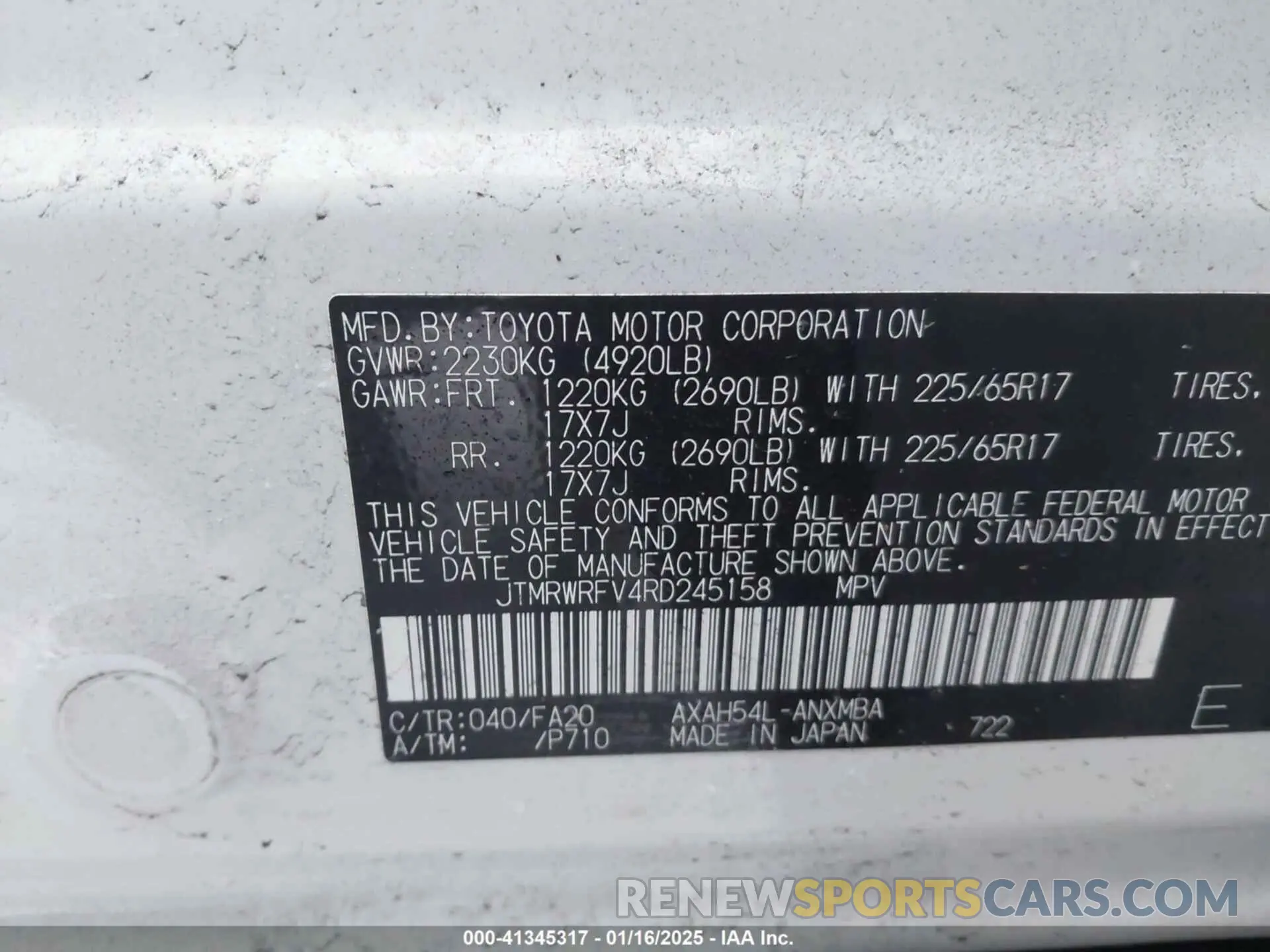 9 Photograph of a damaged car JTMRWRFV4RD245158 TOYOTA RAV4 HYBRID 2024