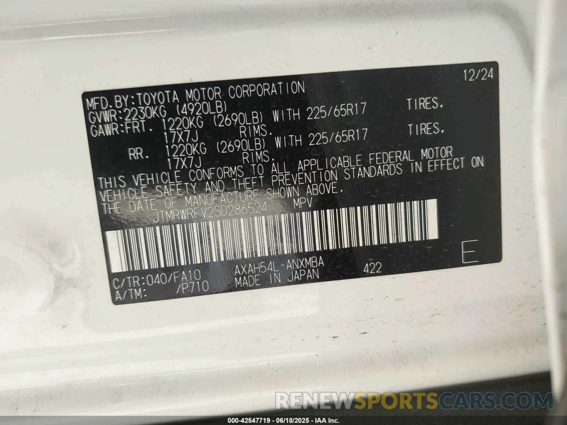 9 Photograph of a damaged car JTMRWRFV2SD286524 TOYOTA RAV4 HYBRID 2025