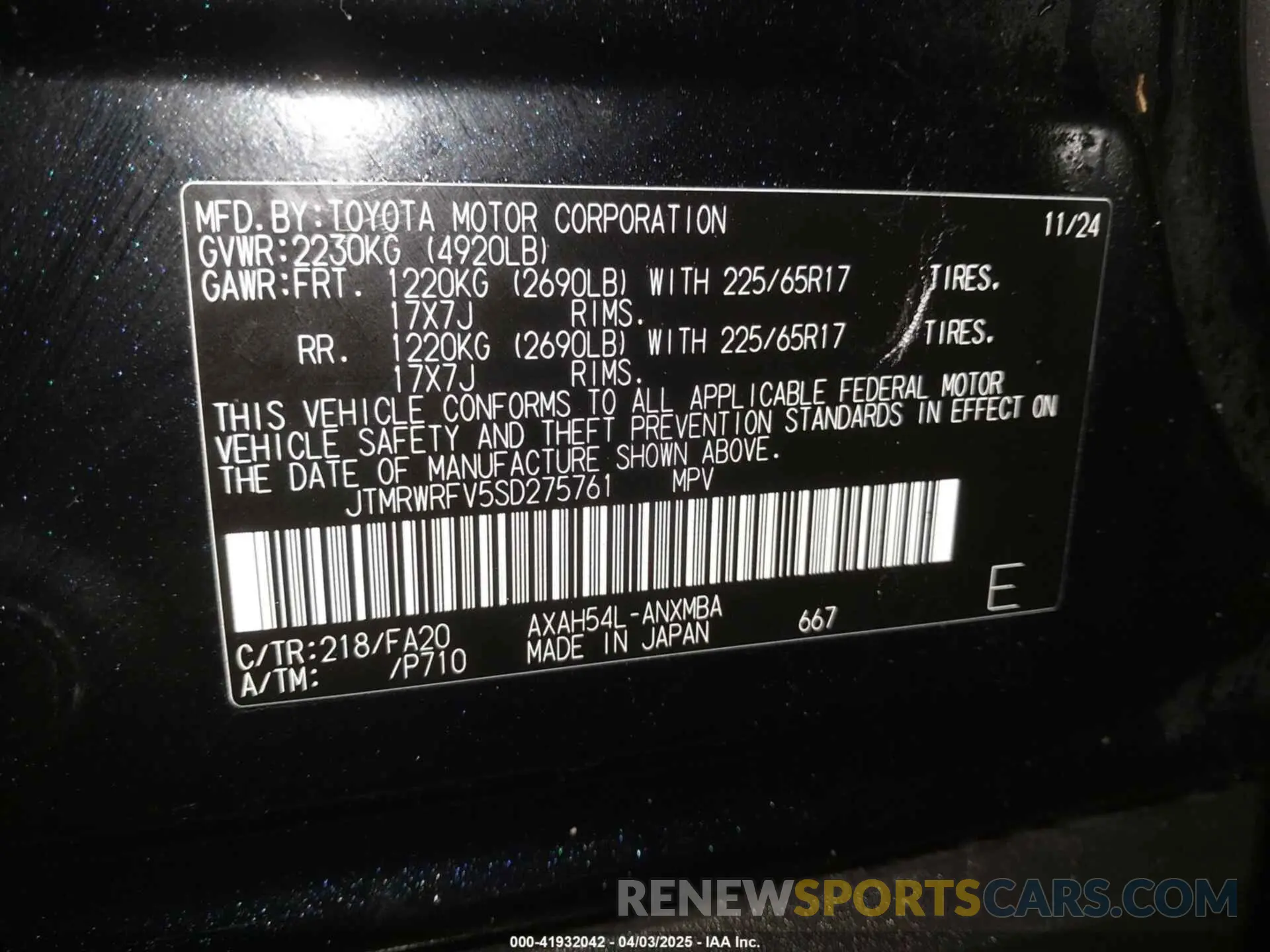 9 Photograph of a damaged car JTMRWRFV5SD275761 TOYOTA RAV4 HYBRID 2025