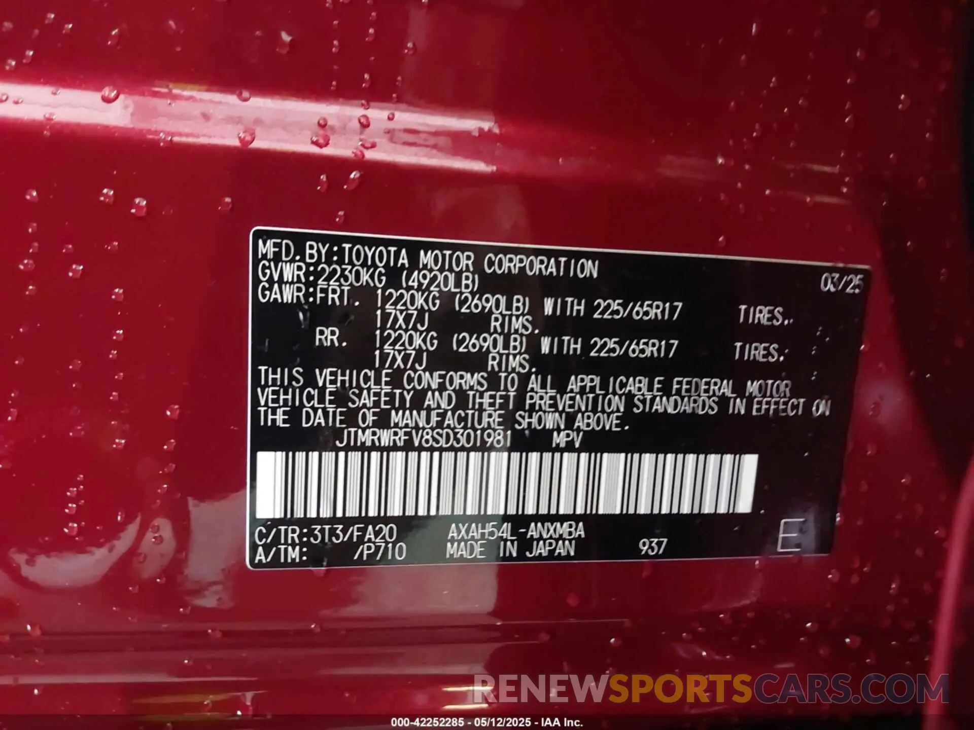 9 Photograph of a damaged car JTMRWRFV8SD301981 TOYOTA RAV4 HYBRID 2025