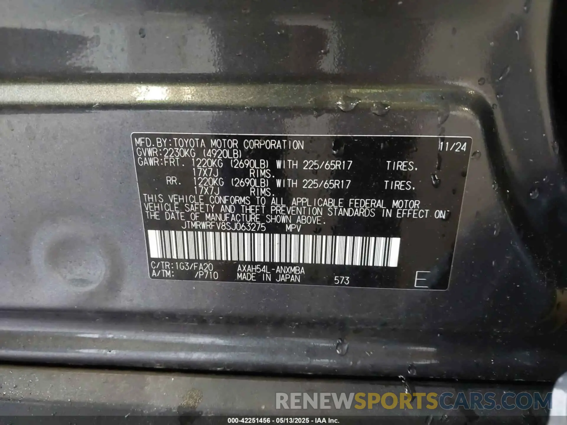 9 Photograph of a damaged car JTMRWRFV8SJ063275 TOYOTA RAV4 HYBRID 2025